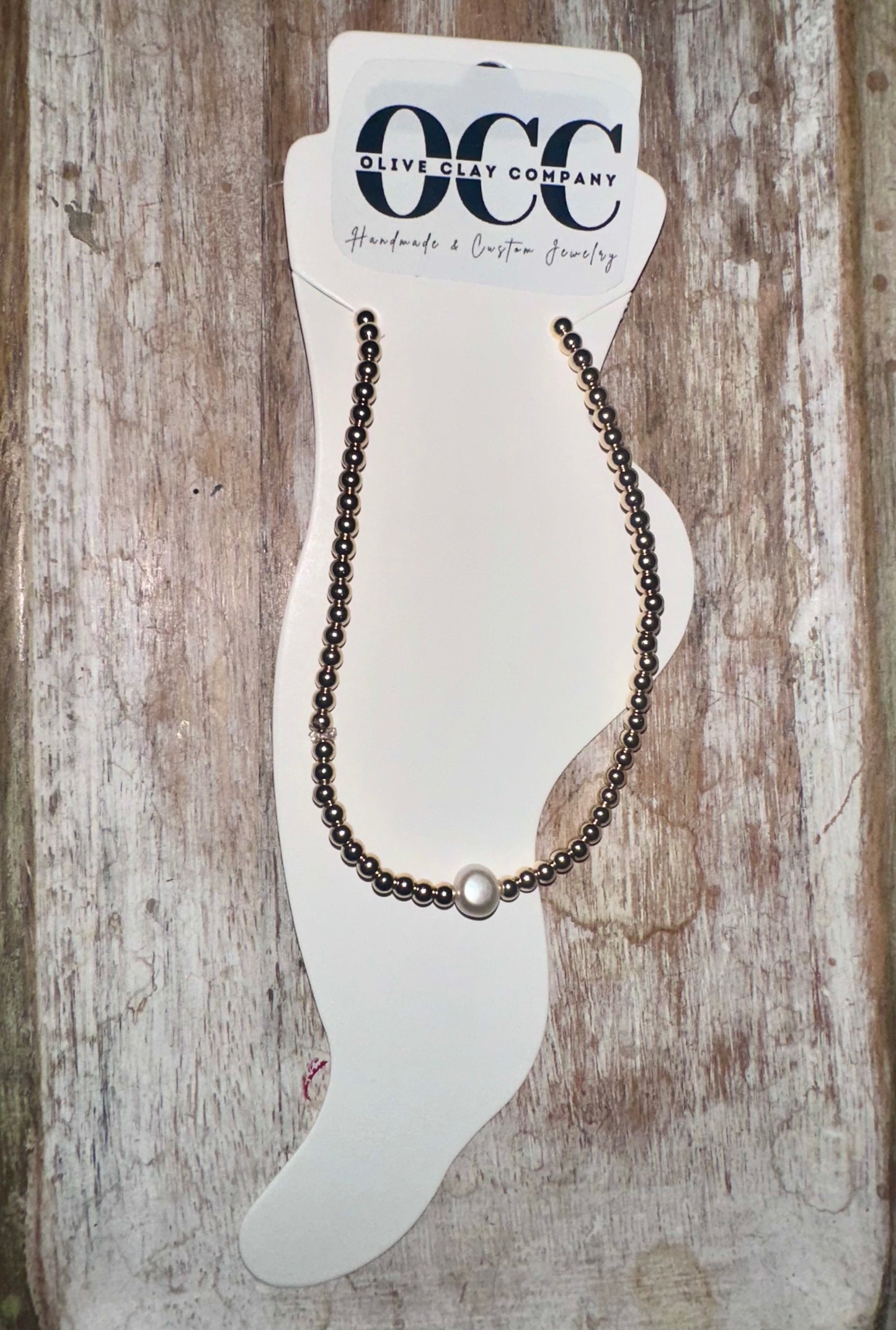 14k Gold Filled Pearl stretchy anklet- non tarnish- 3mm beads