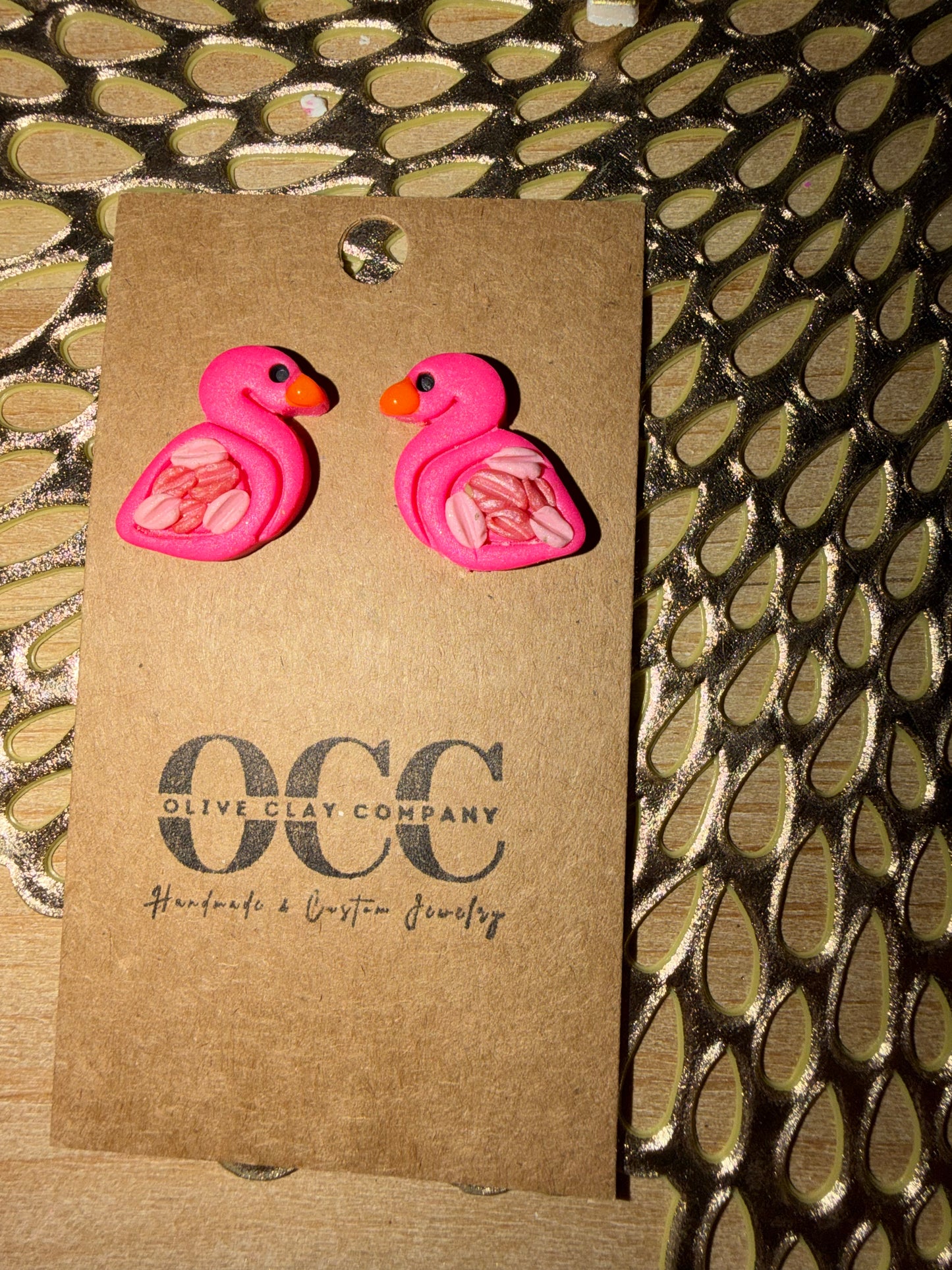 Flamingo Clay stud earrings