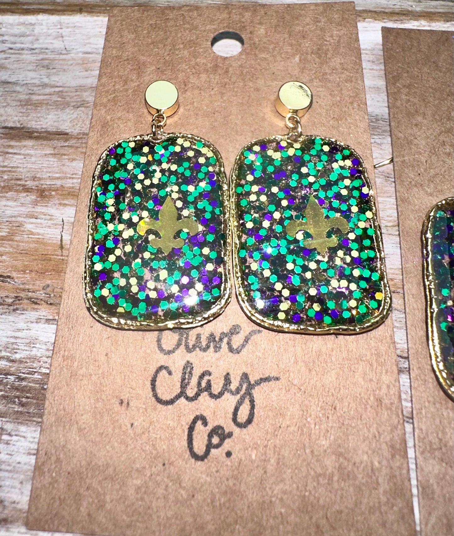 Small rectangle Fleur de lis earrings