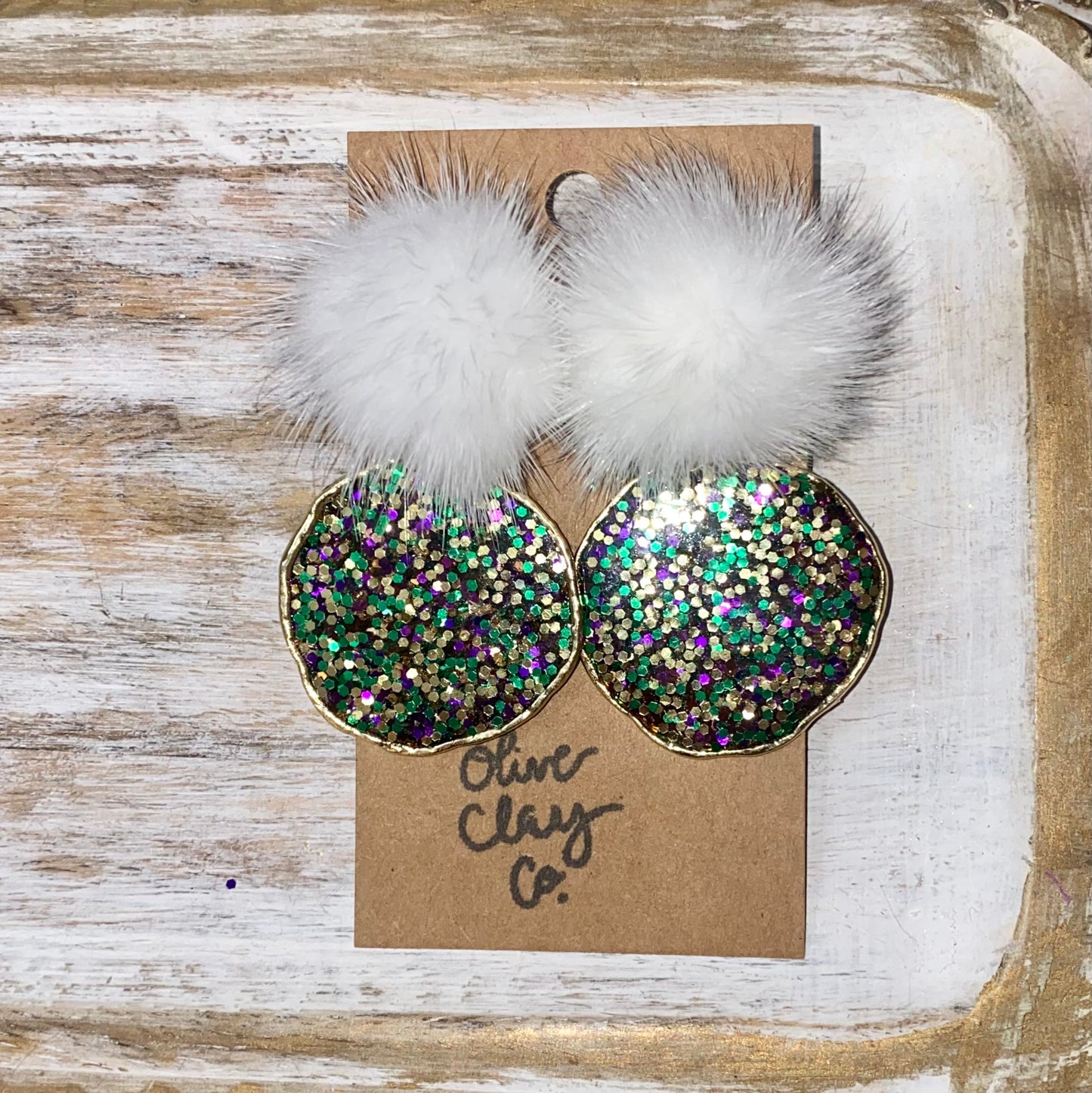 Pom Pom Mardi Gras earrings