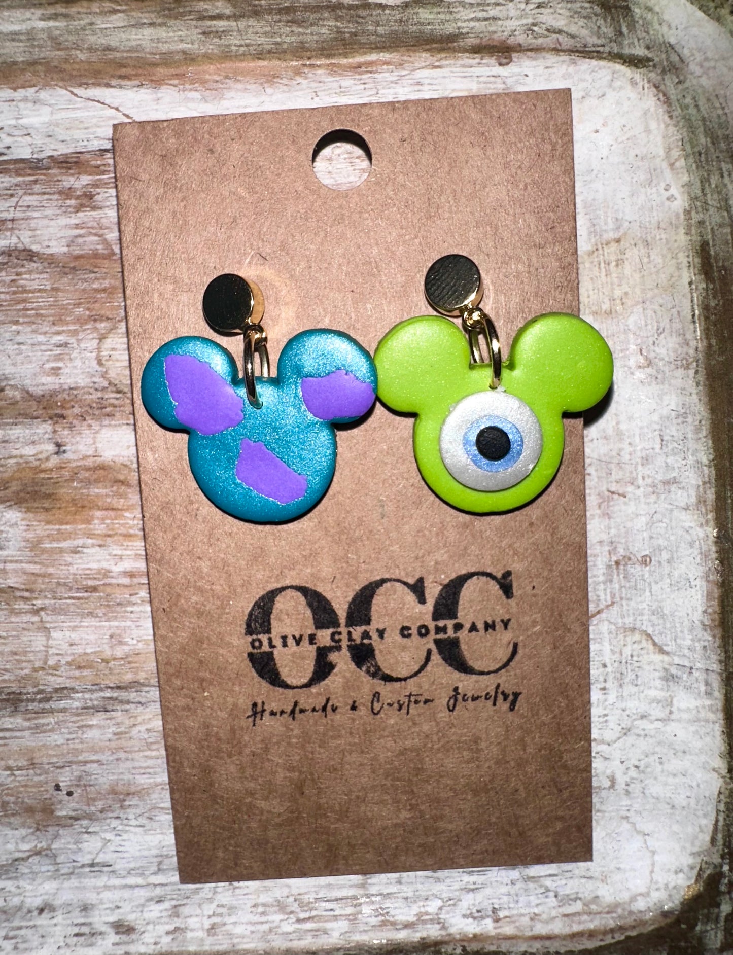 Mouse monster theme clay earrings