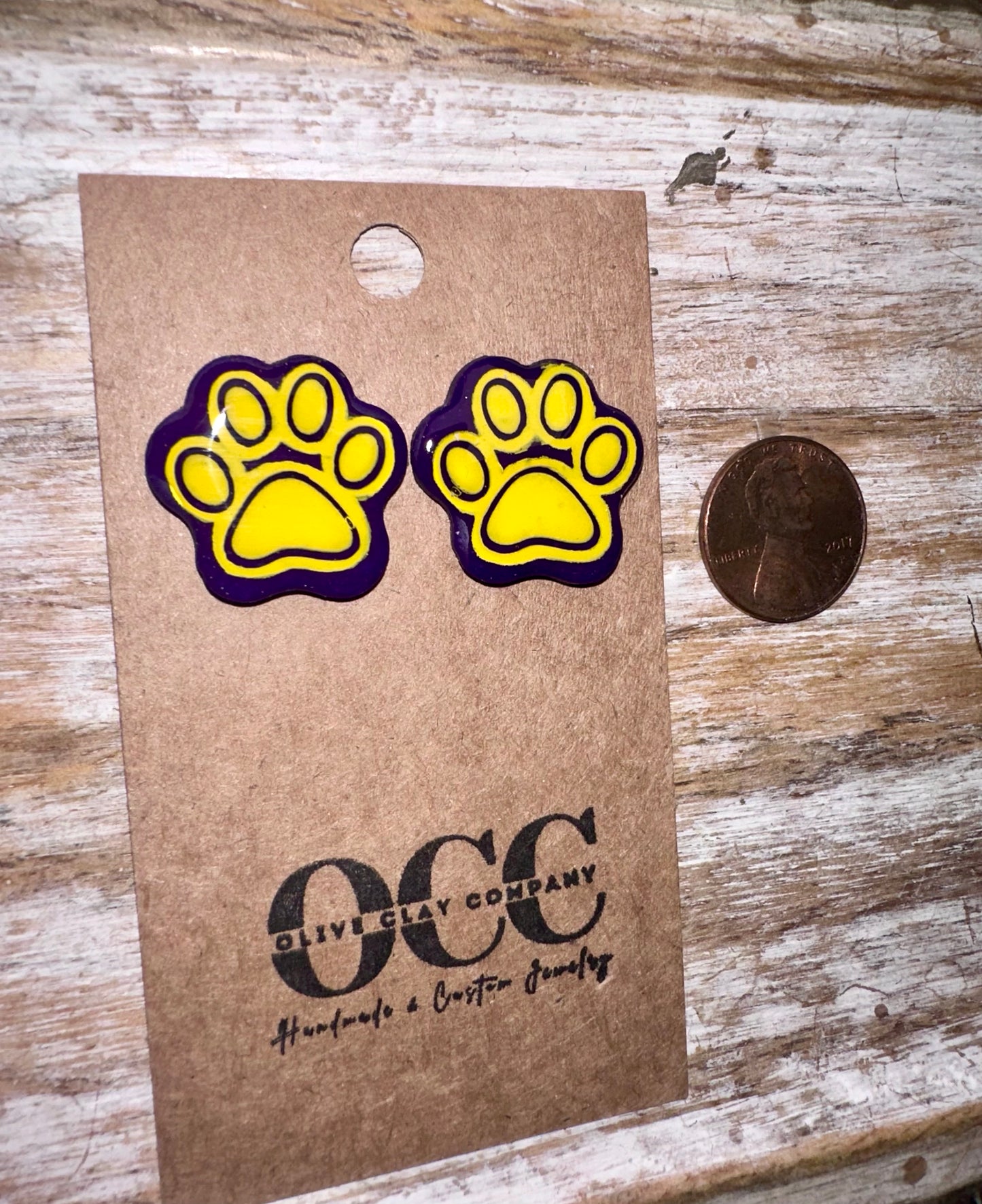LSU paw Clay Earrings