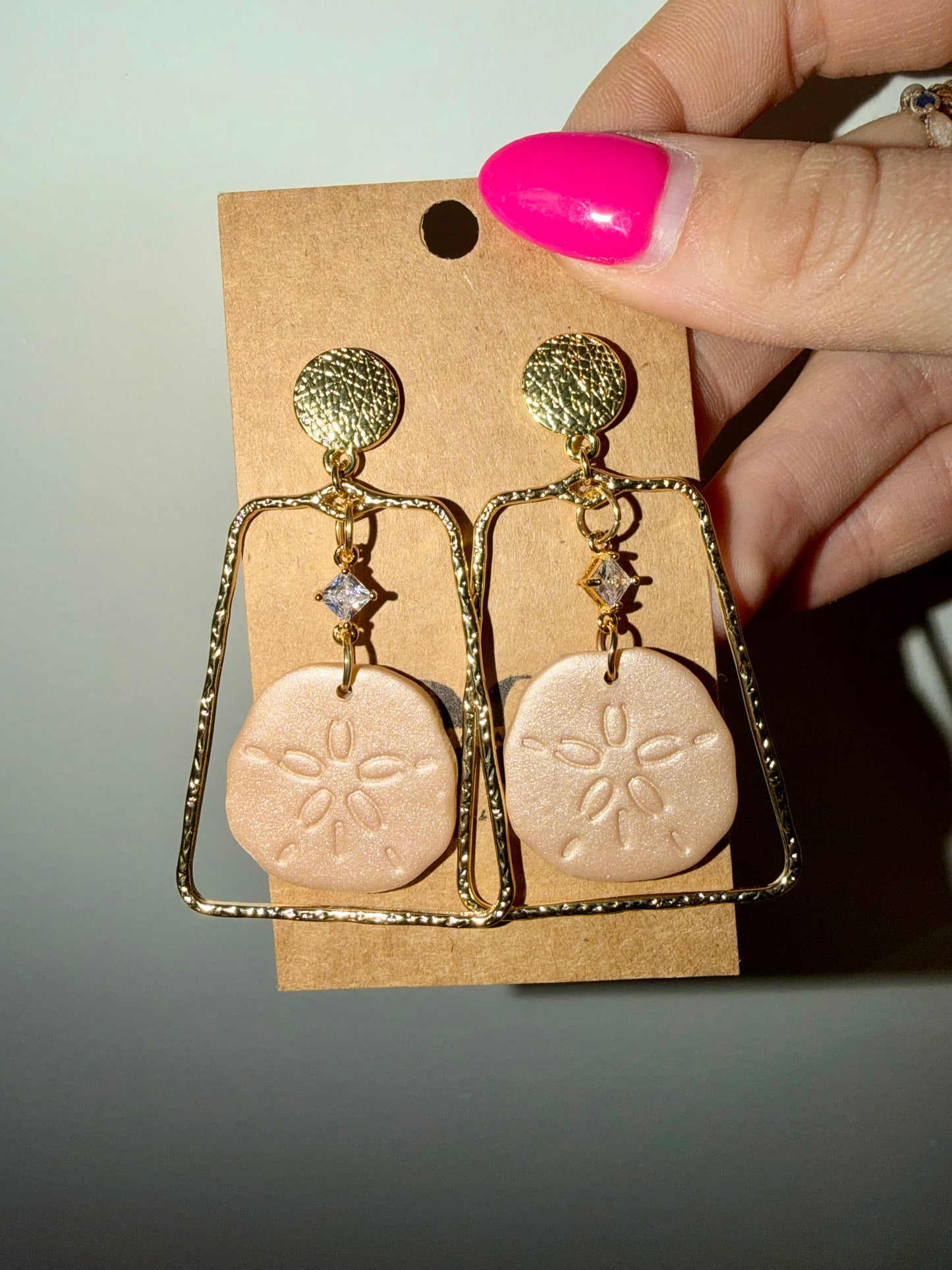 Sand dollar clay earrings