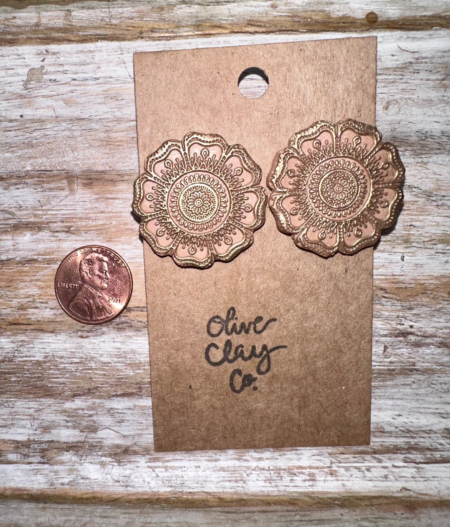 Large mandala stud earrings