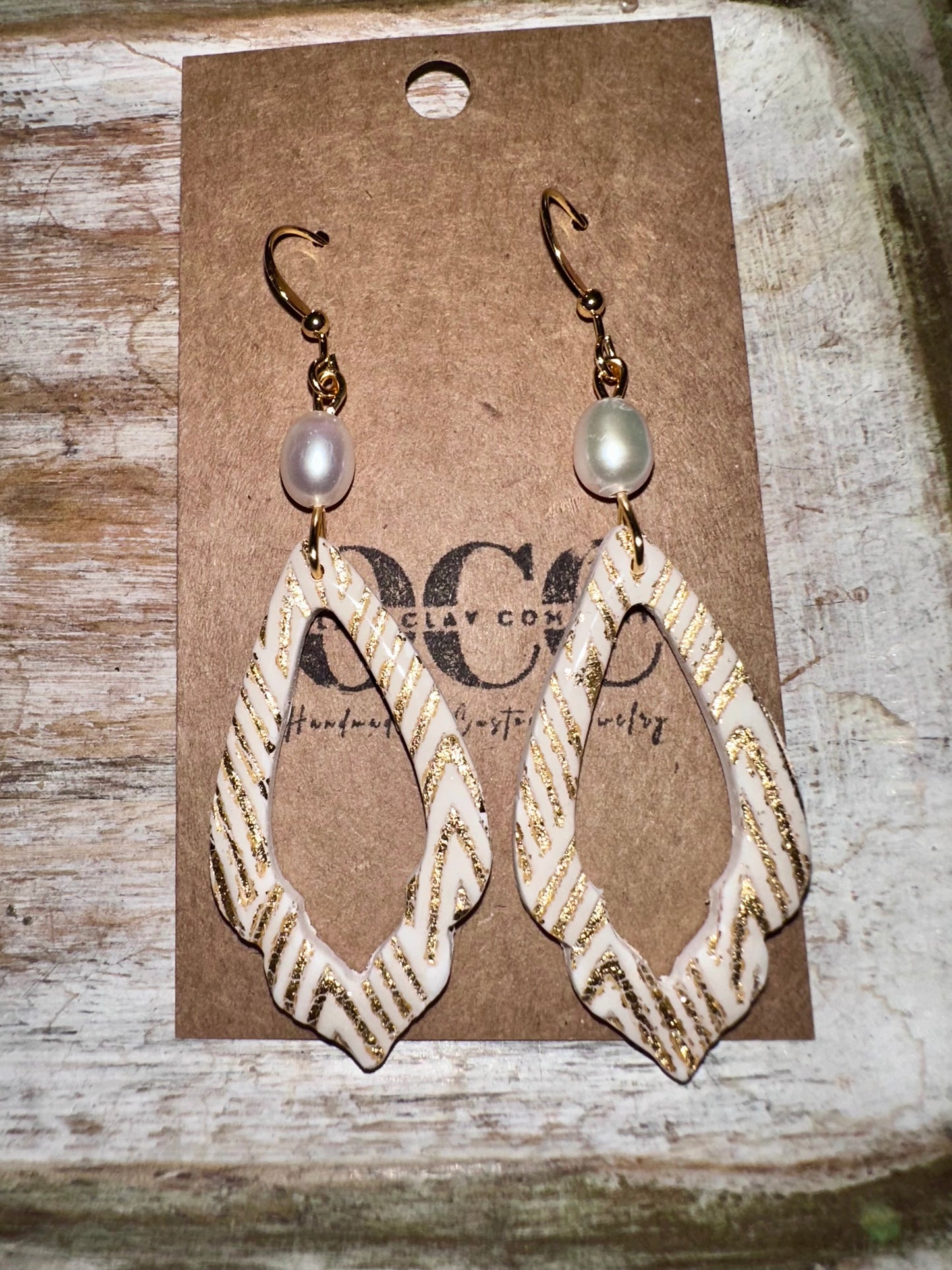 Gold leaf textured clay earrings
