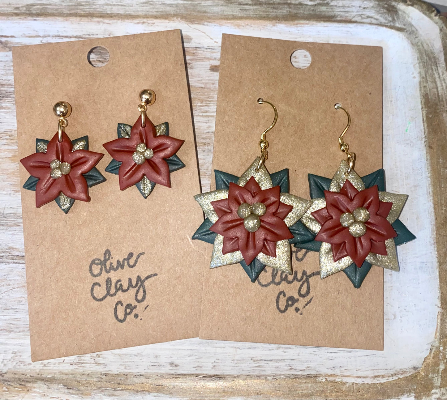 Poinsettia earrings