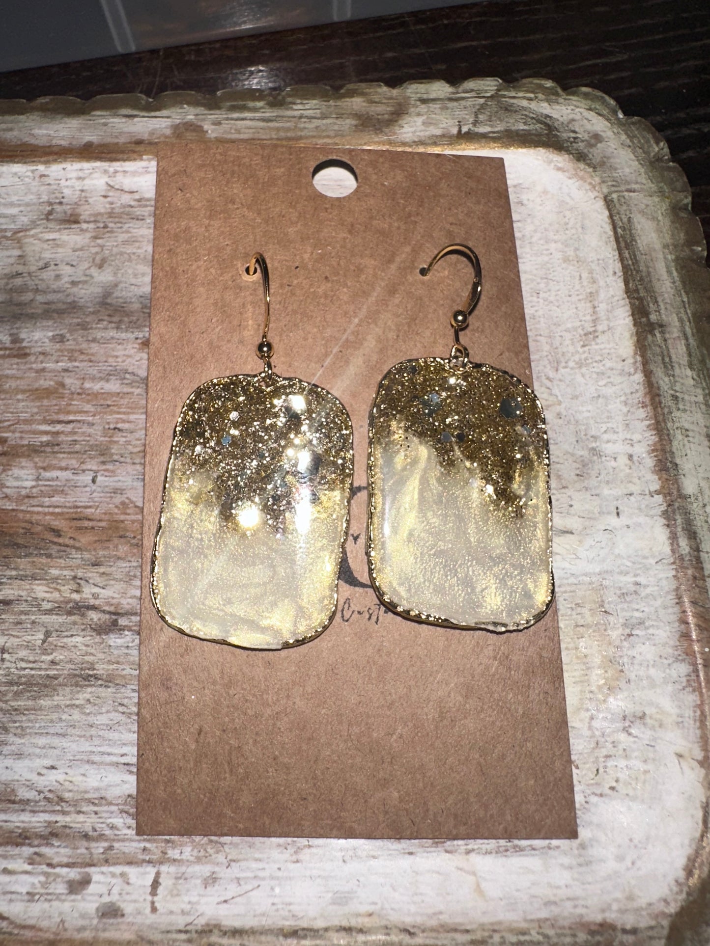 Small/medium Pearl Glitter resin hoops