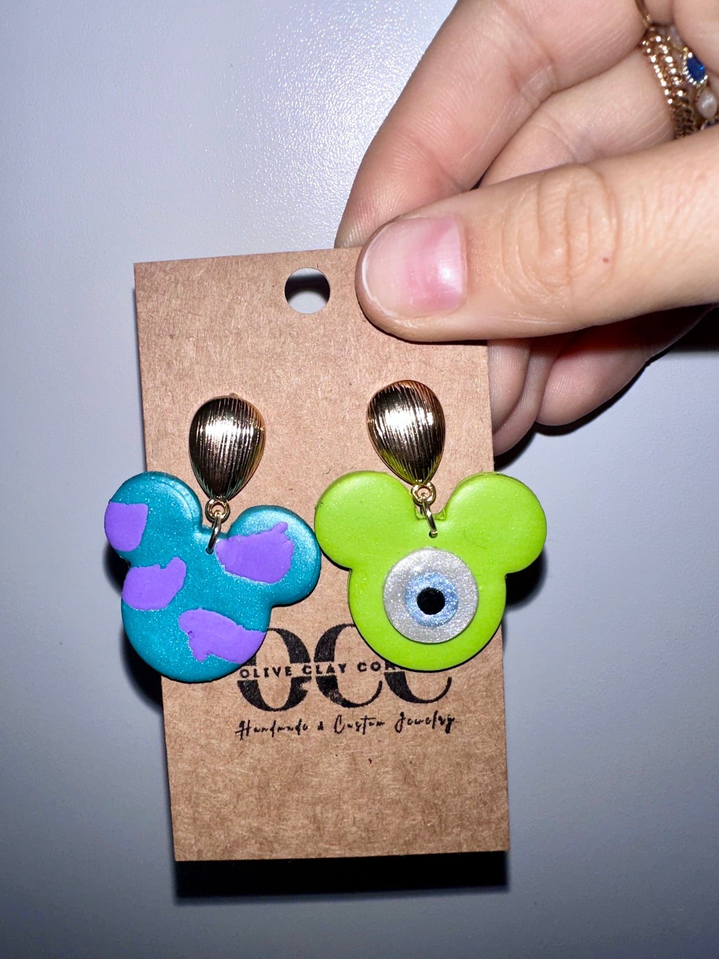 Mouse monster theme clay earrings