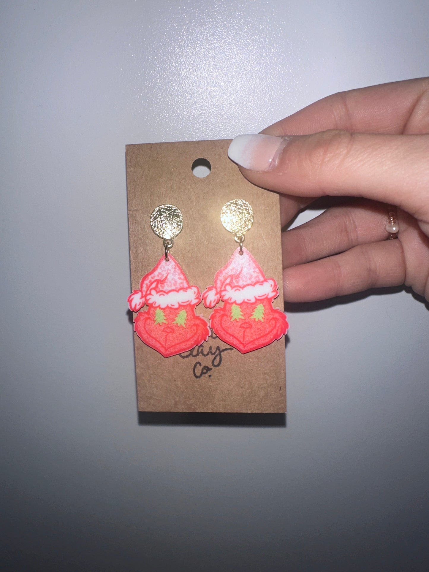 Pink Grnch earrings