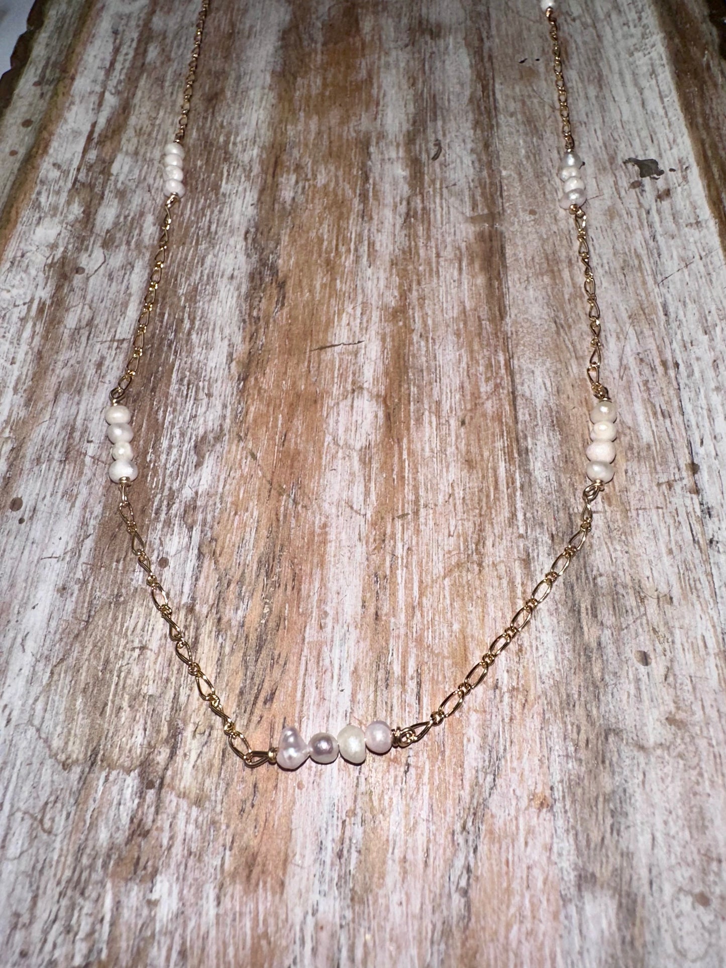 14k GF Figaro Pearl Necklace
