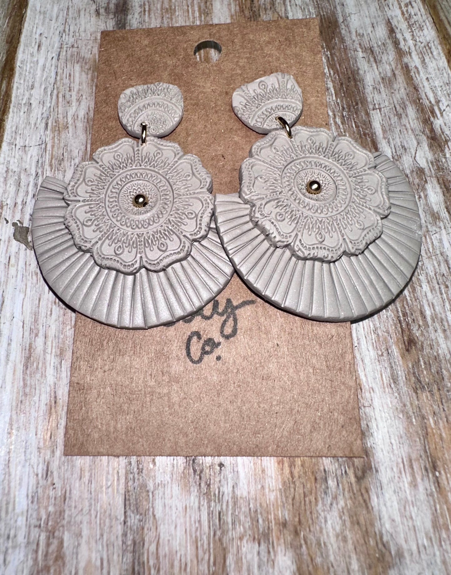 Boho mandala clay earrings
