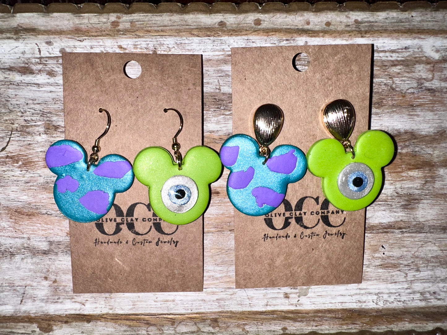 Mouse monster theme clay earrings