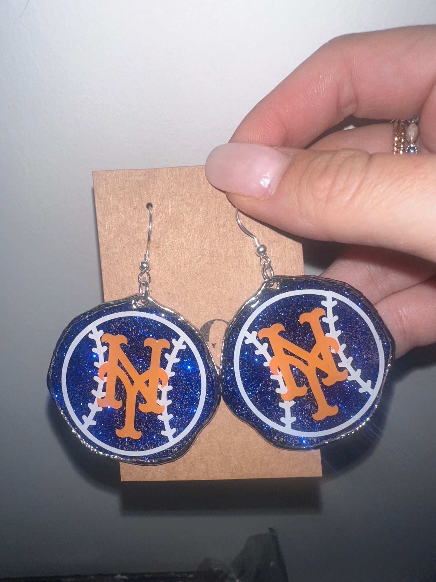 New York Mets resin earrings