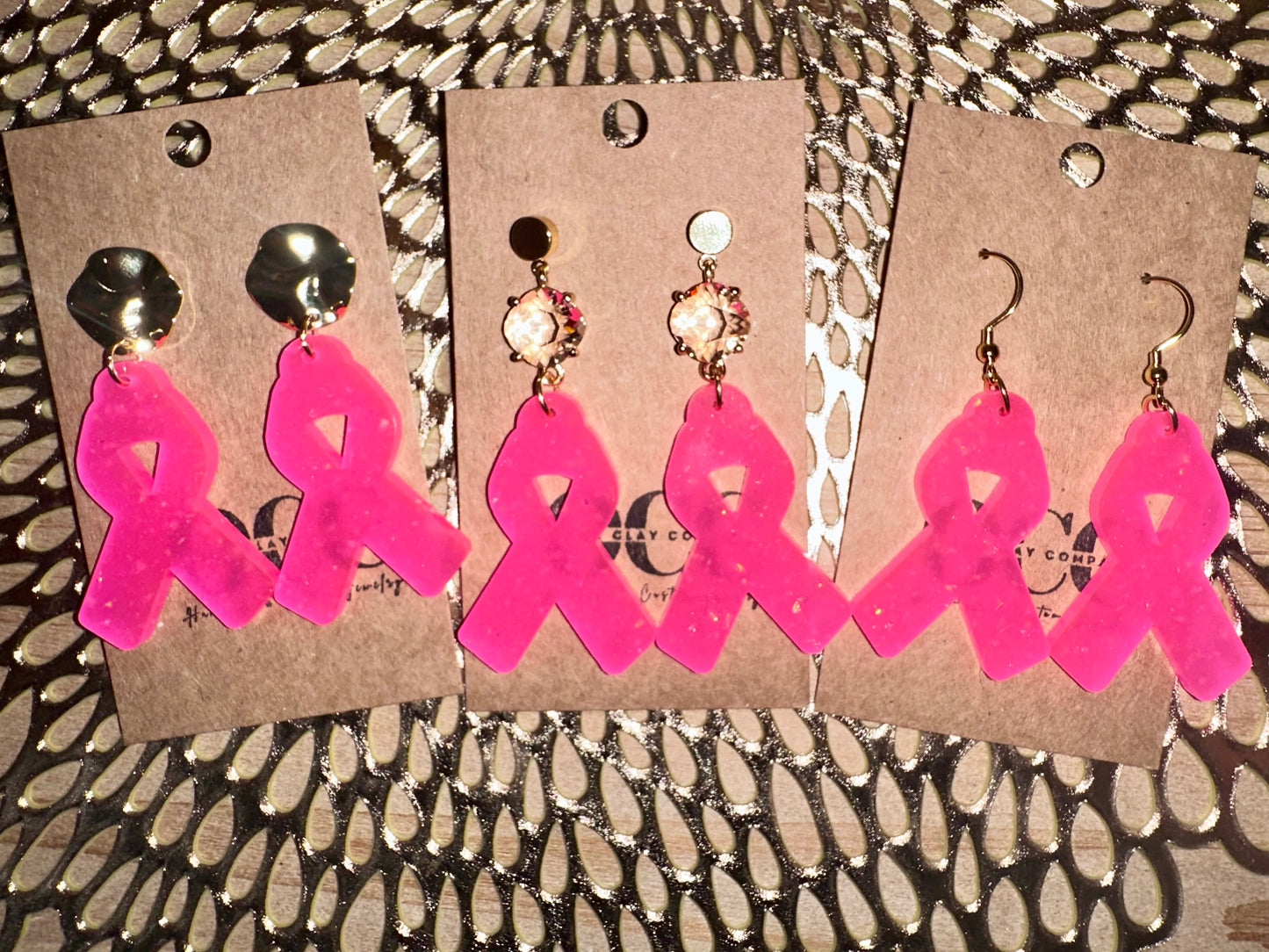 Breast cancer awareness earrings