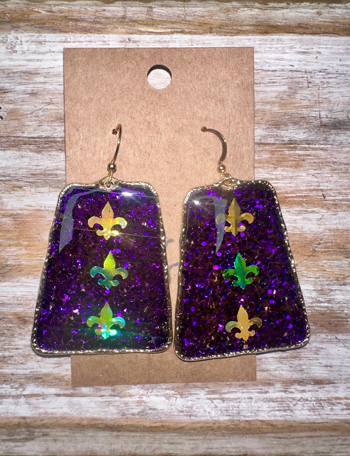 Fleur de lis glitter hoops