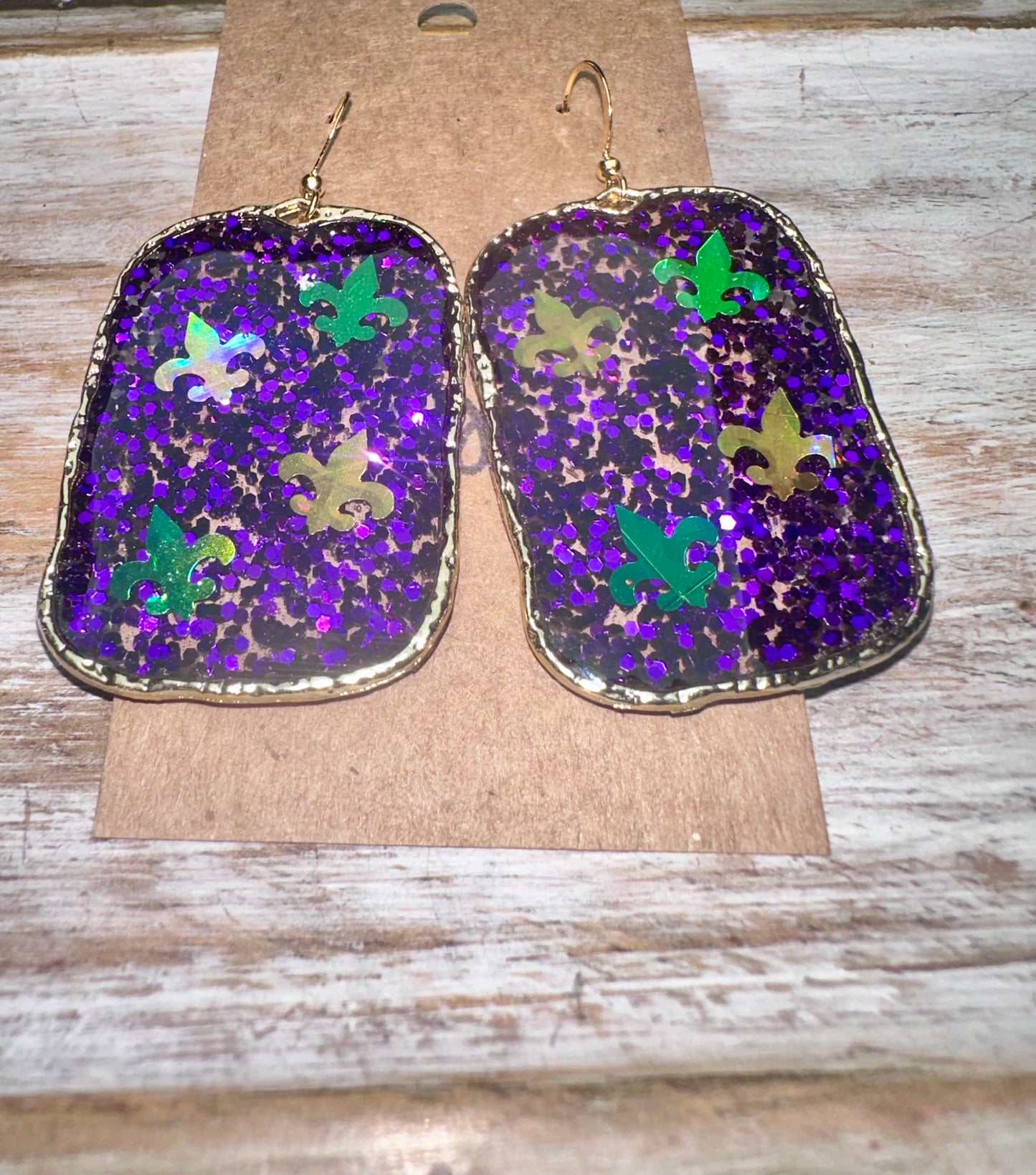 Fleur de lis glitter hoops