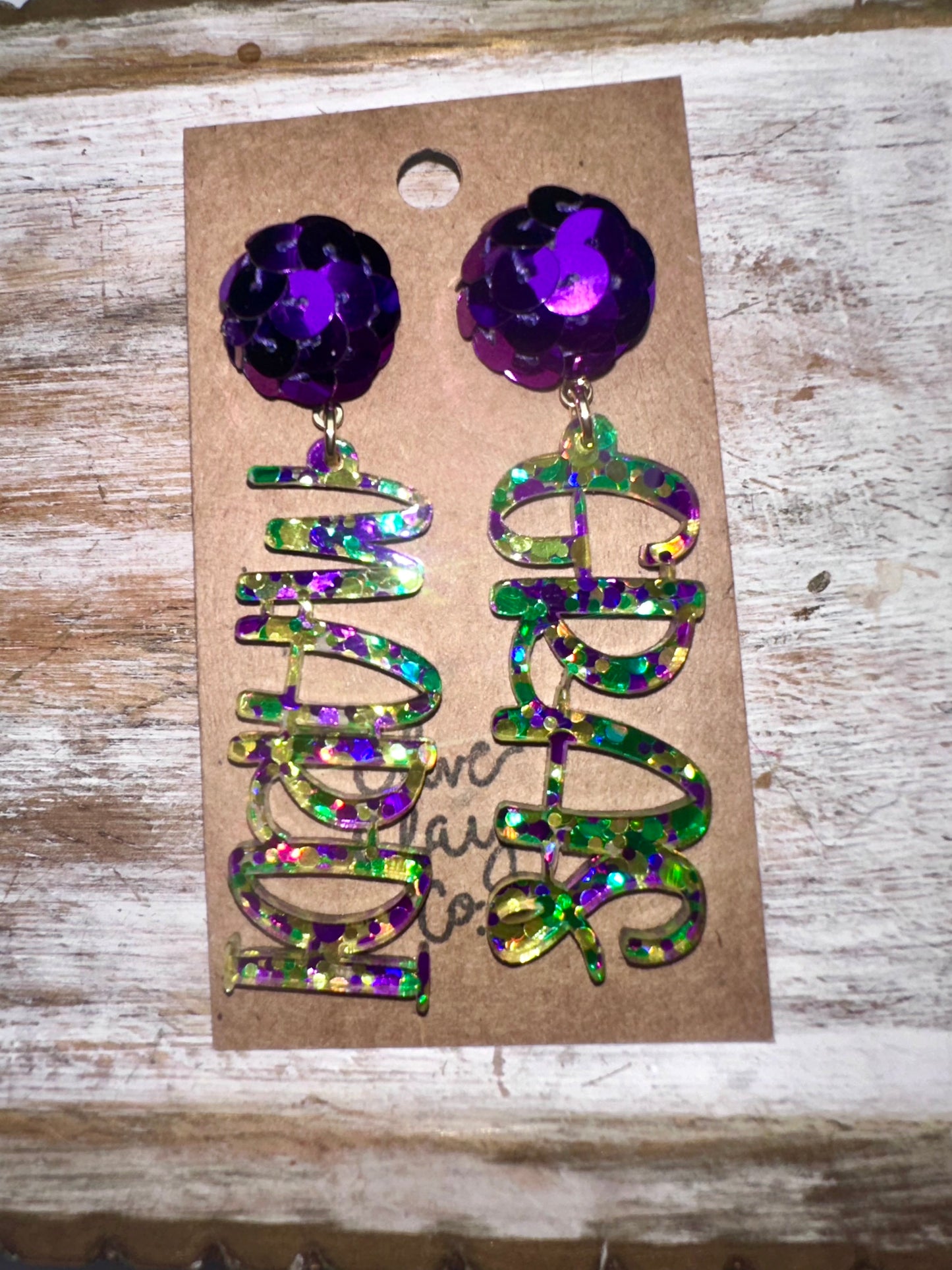 Mardi Gras sequin earrings
