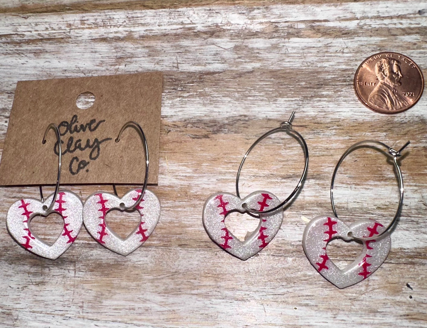 Baseball heart hoops silver