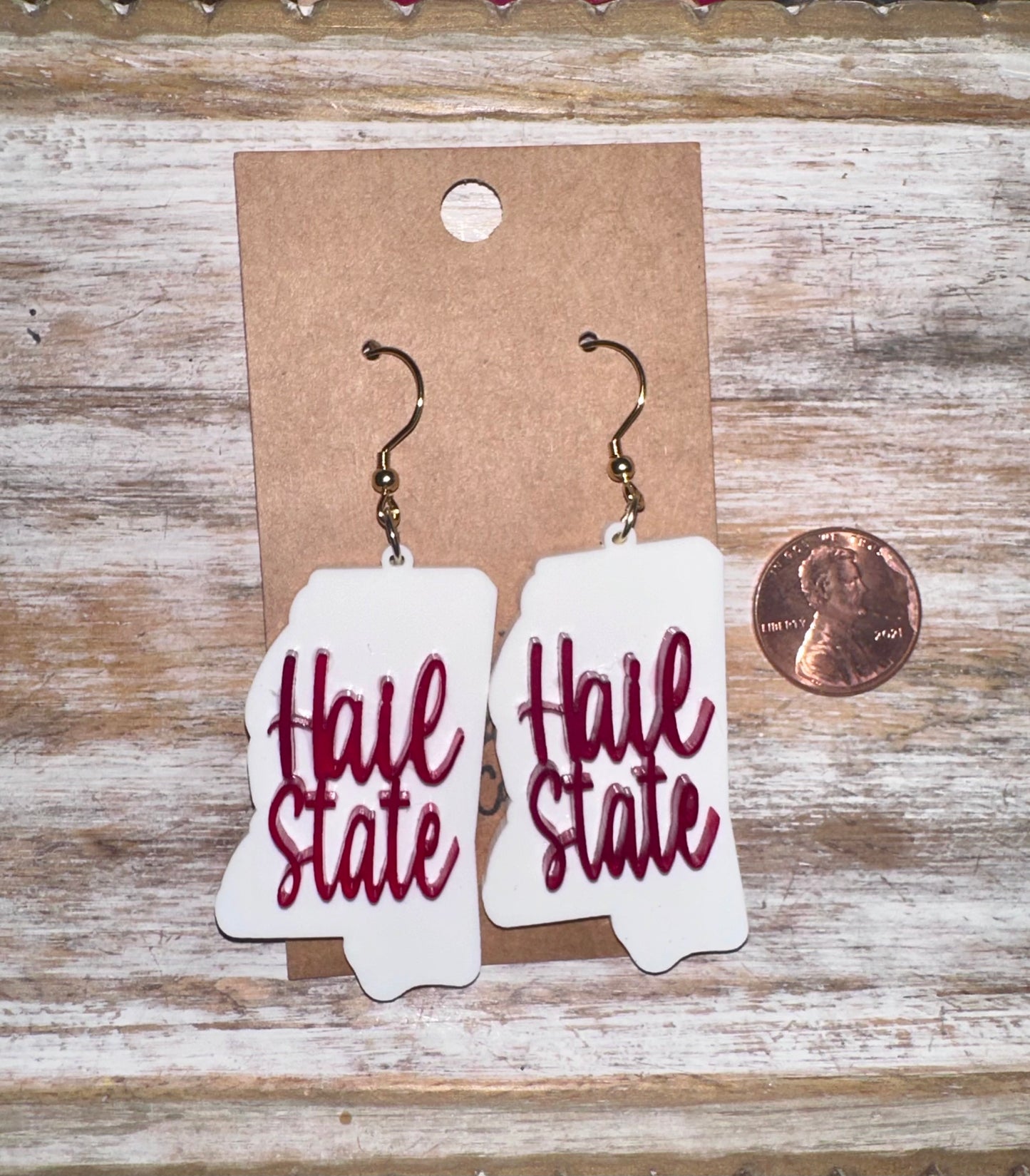 Hail state acrylic earrings