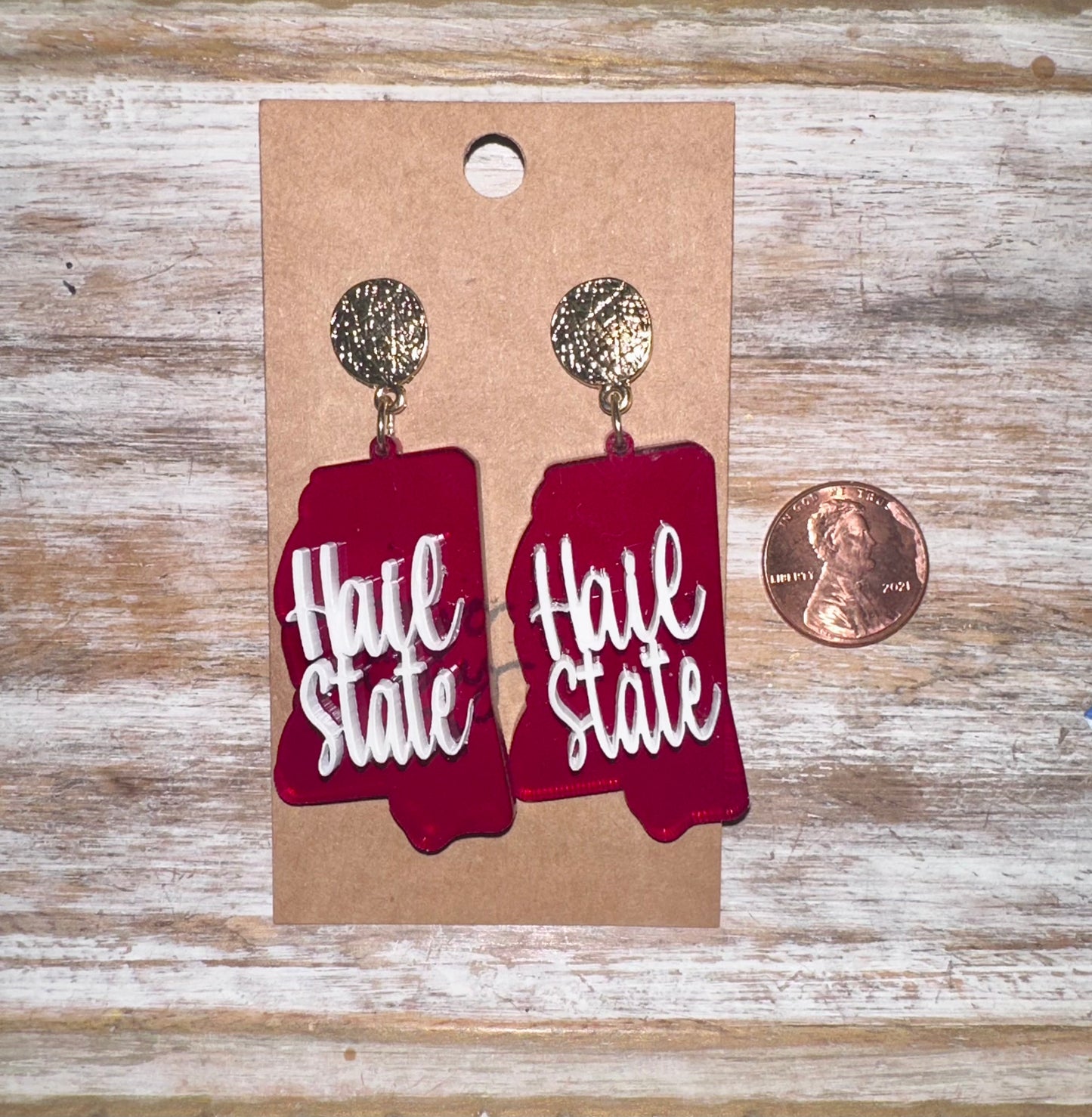 Hail state acrylic earrings