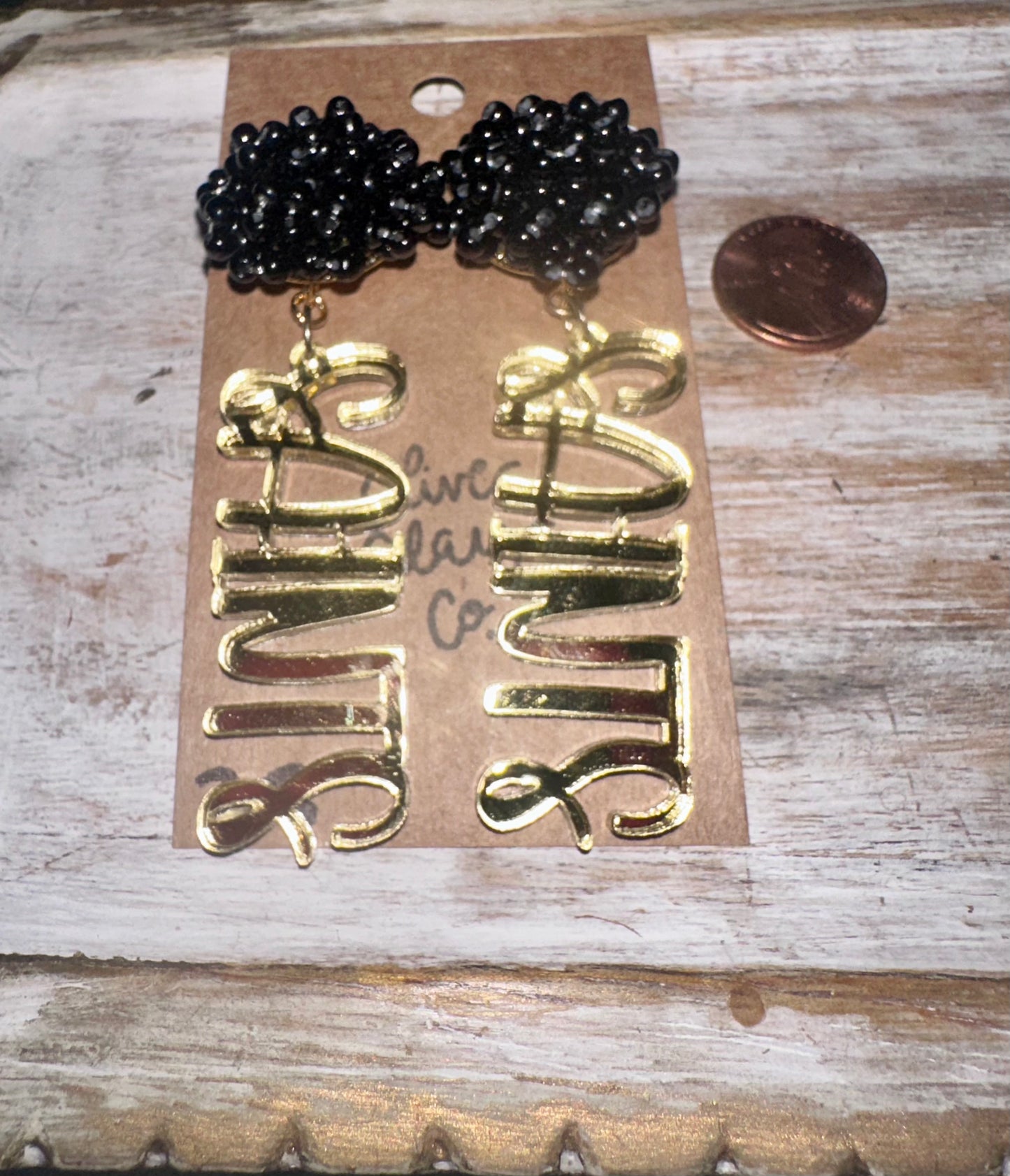 Saints beaded earrings