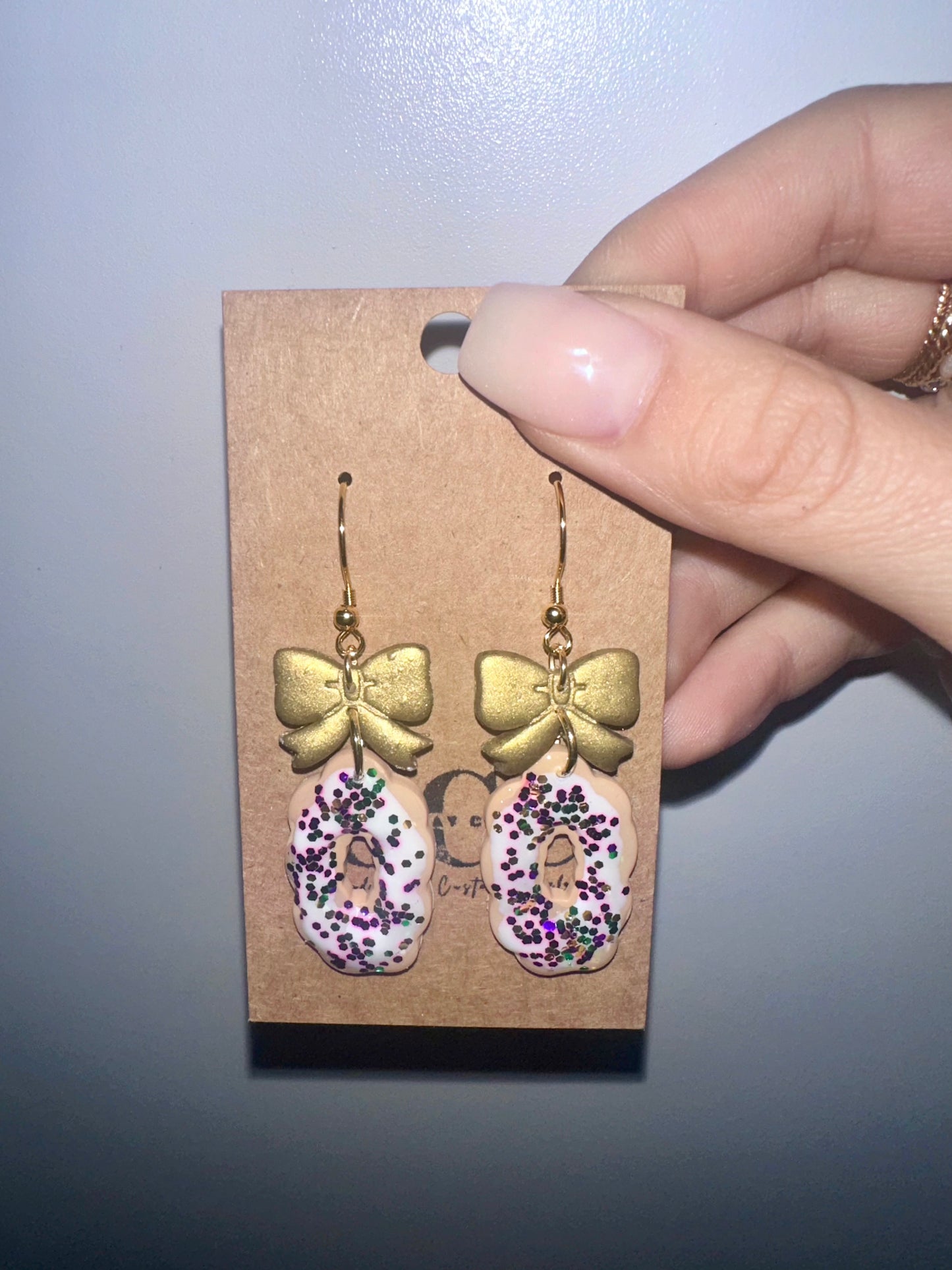 Mardi Gras king cake earrings