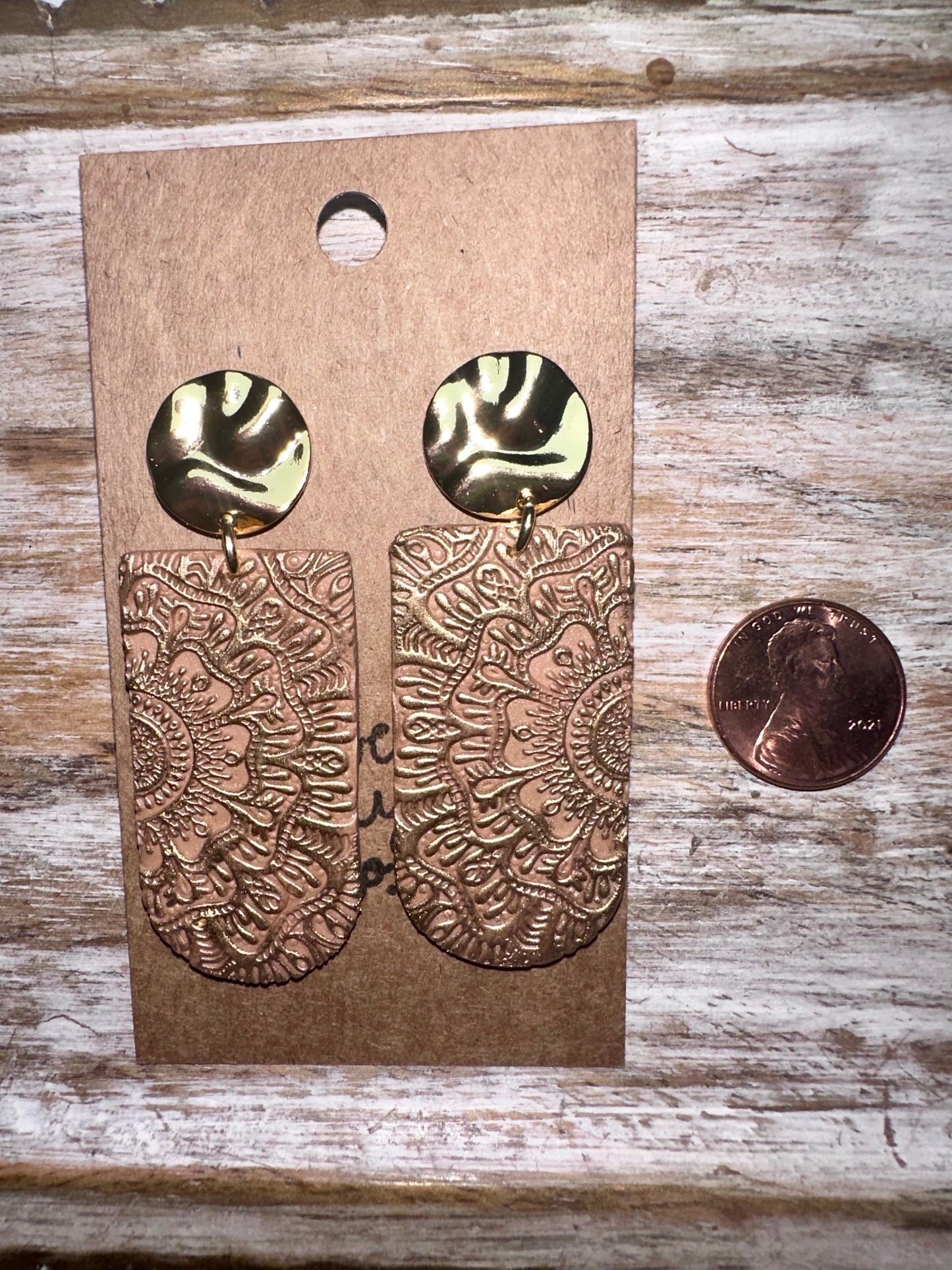 Mandala textured clay earrings