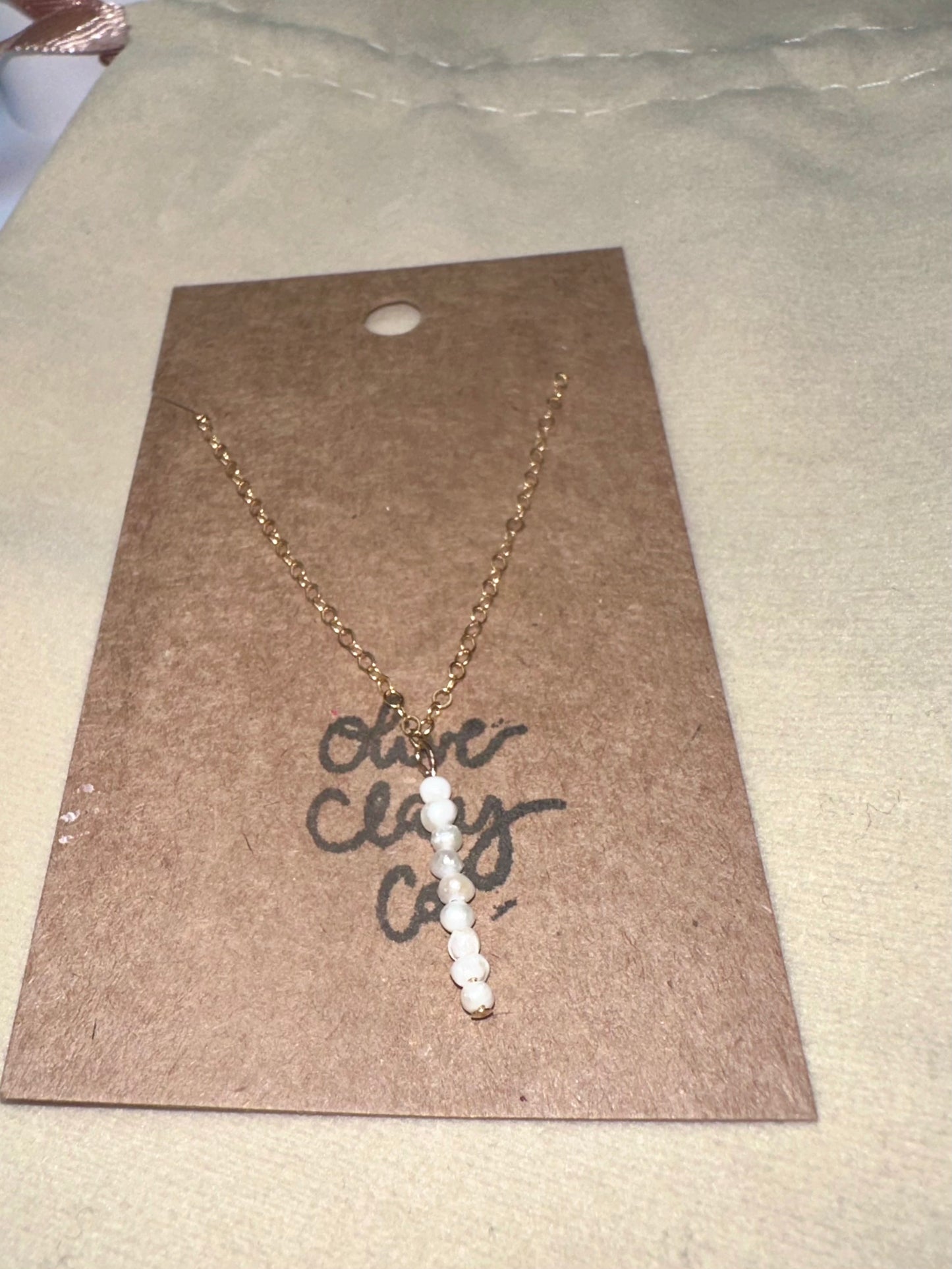 14k Gold Filled Pearl bar necklace 16inch