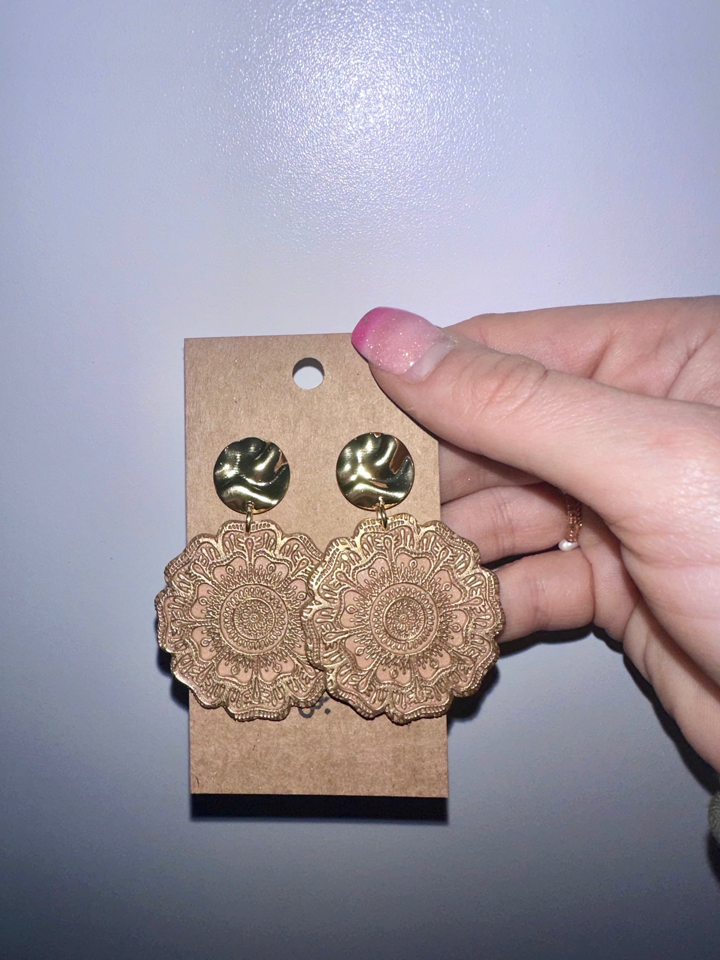 Mandala textured clay earrings
