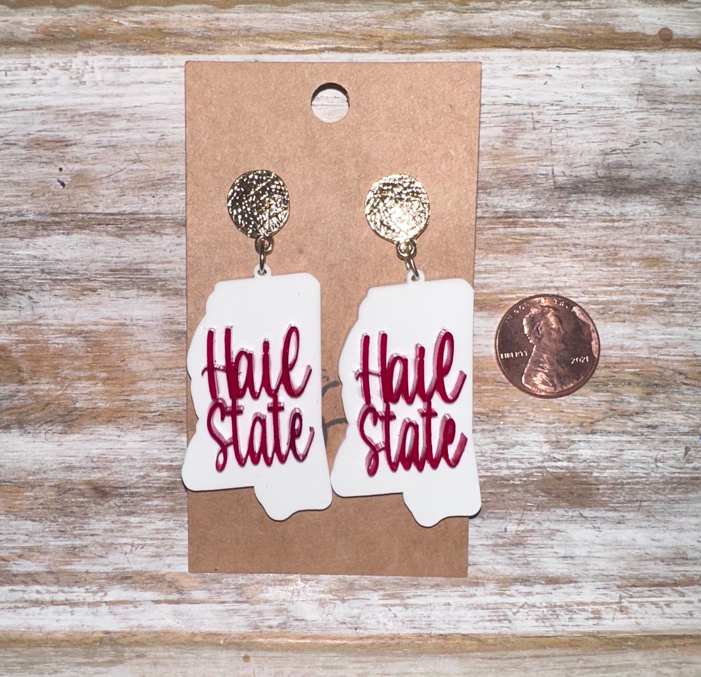Hail state acrylic earrings