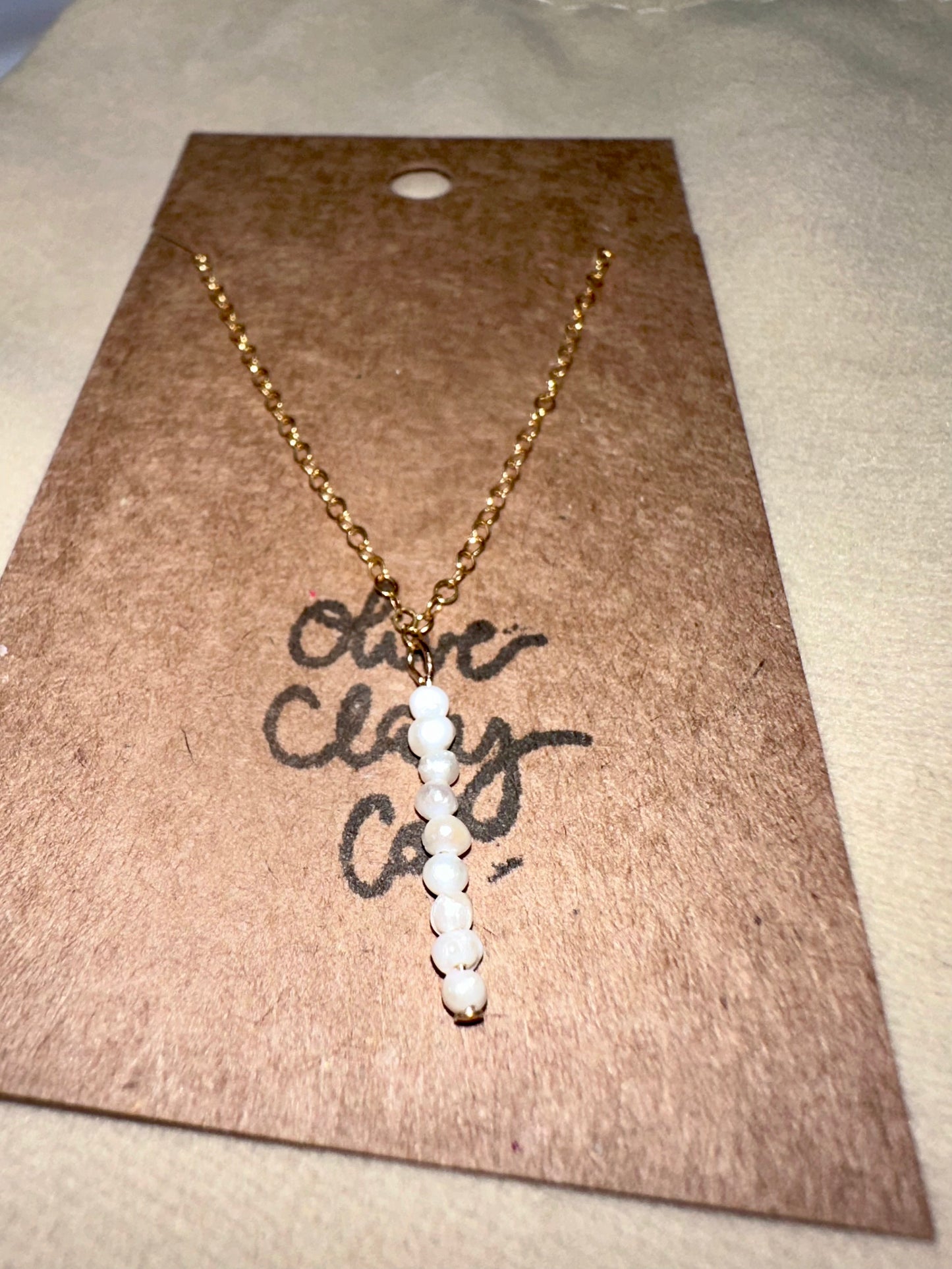 14k Gold Filled Pearl bar necklace 16inch