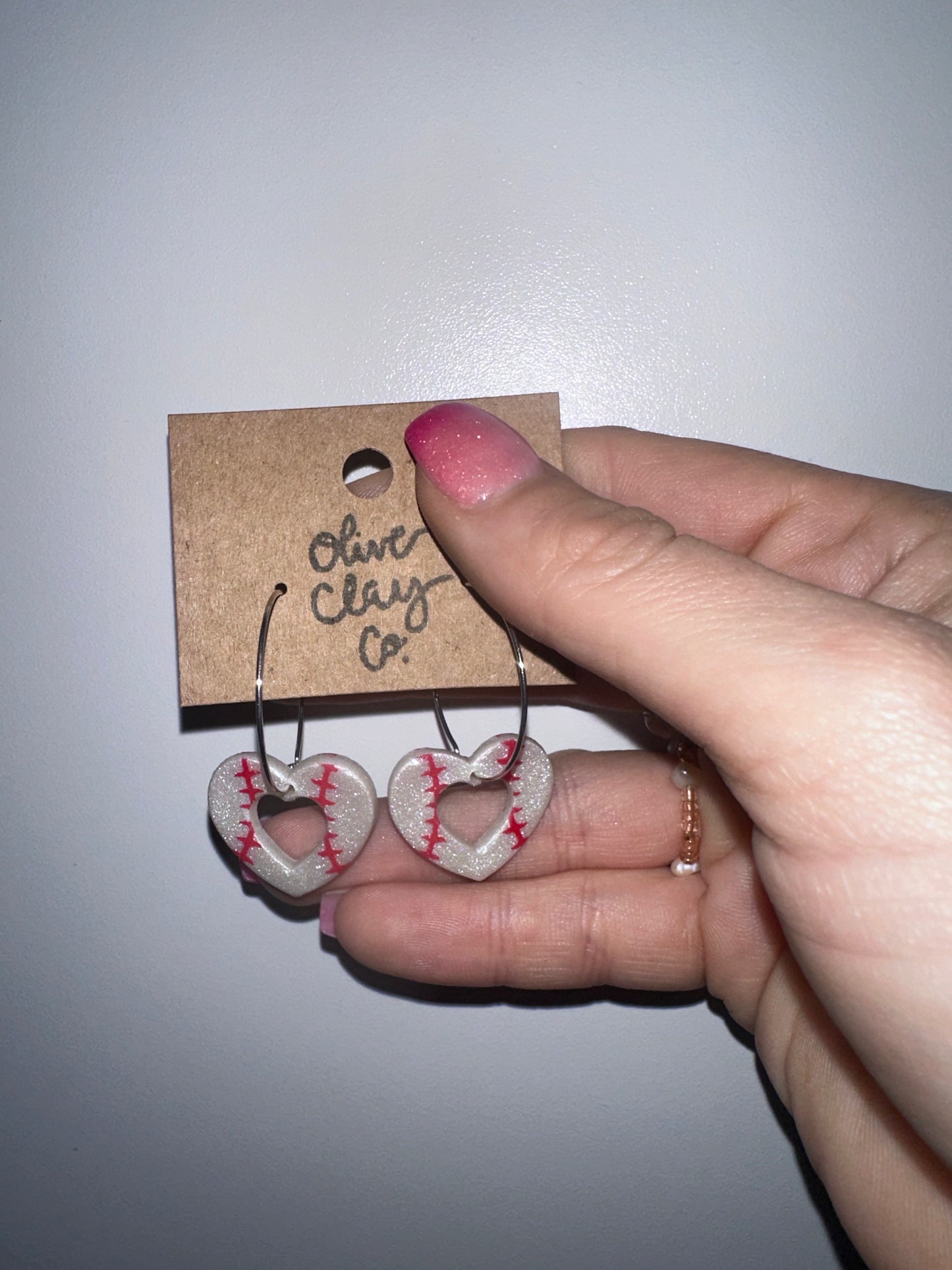 Baseball heart hoops silver
