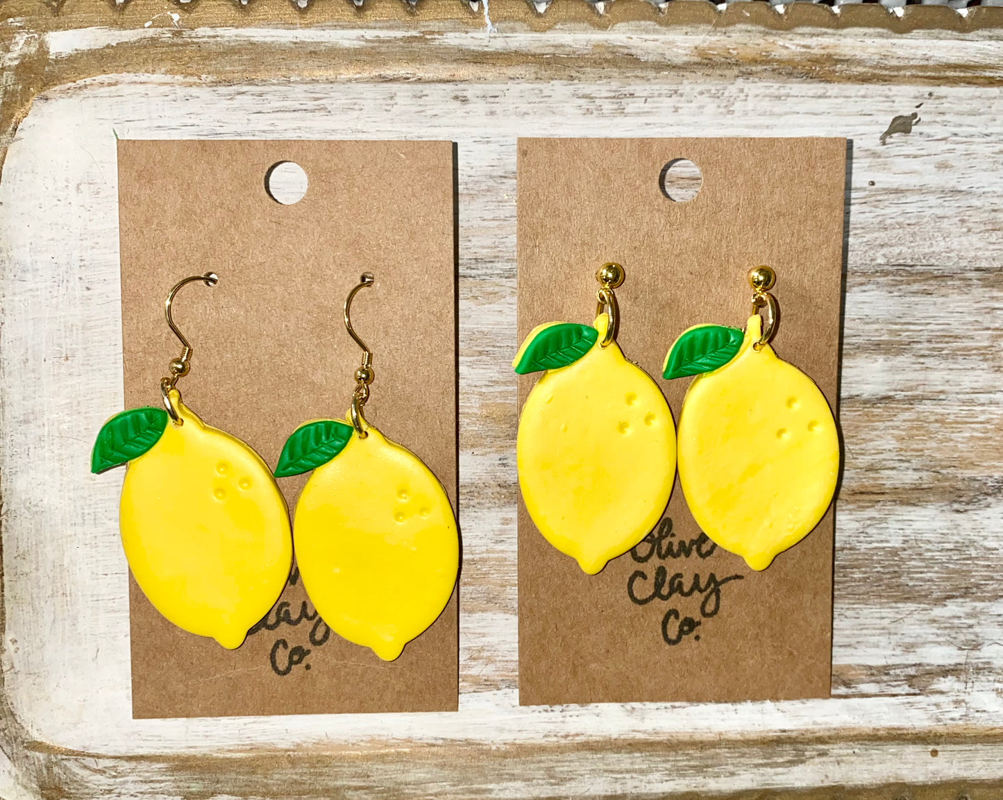 Large Lemon Clay Earrings