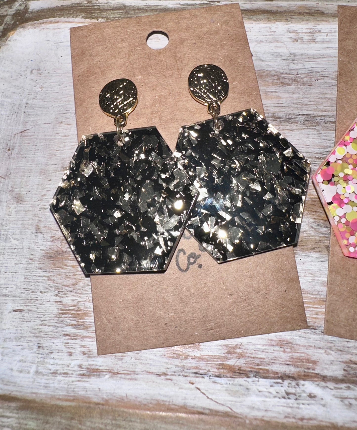 Hexagon acrylic earrings