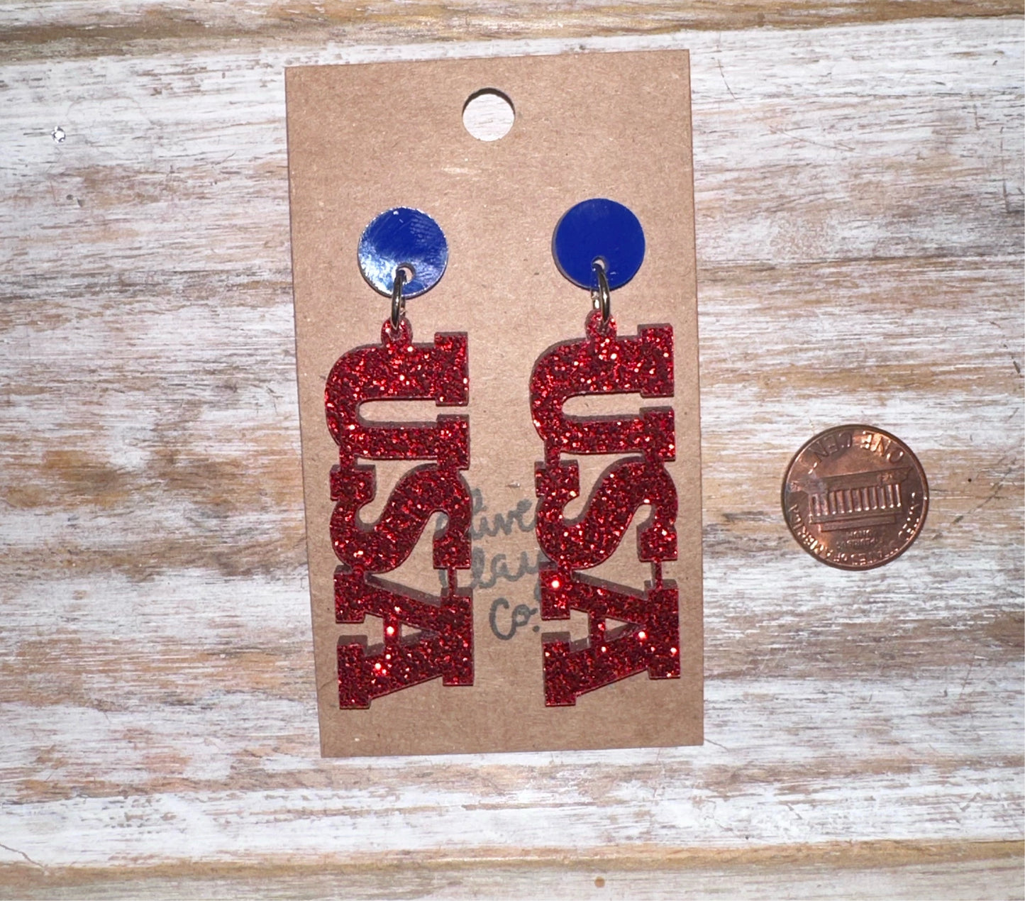 USA Glitter Acrylic Earrings