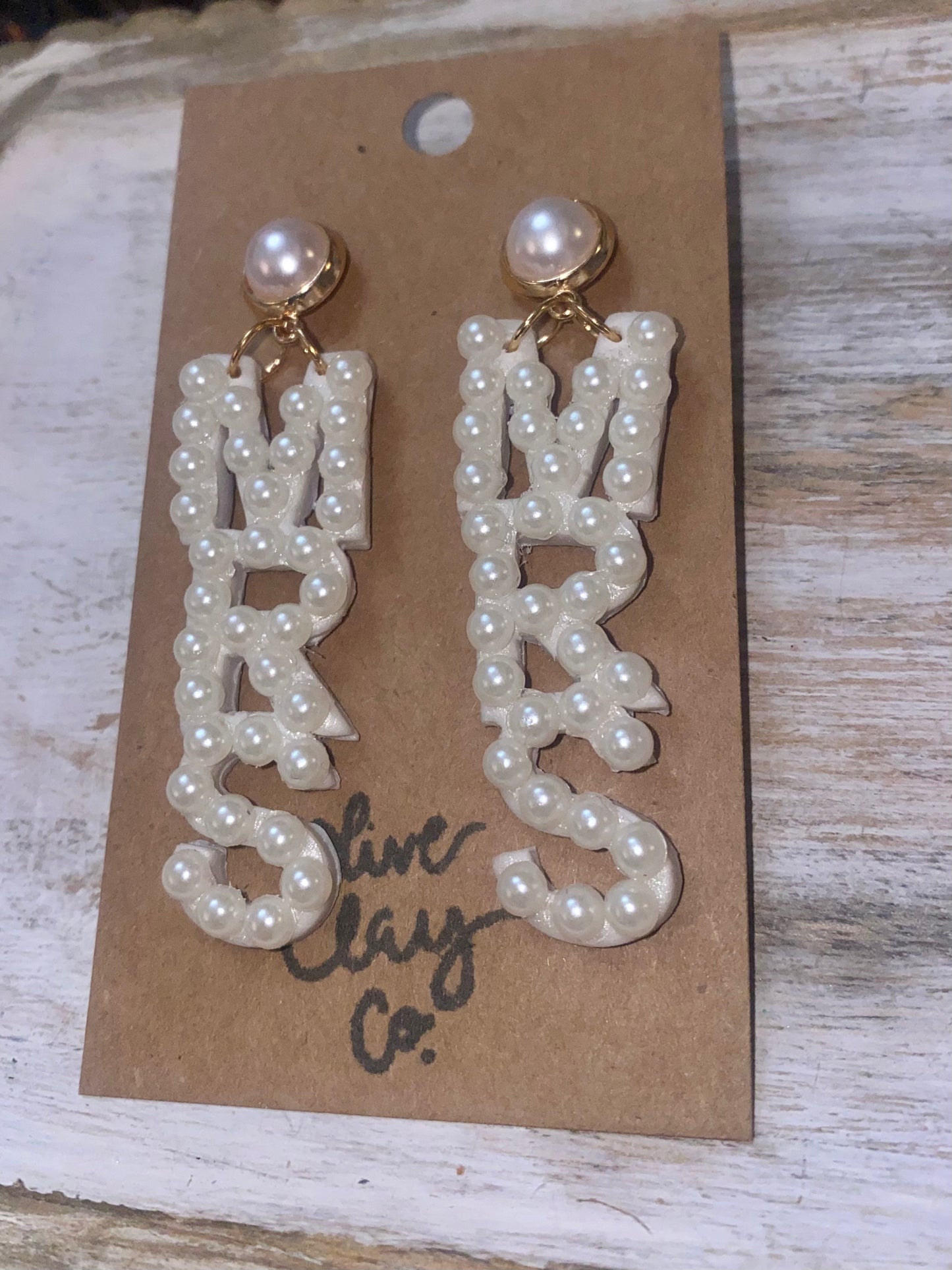 Bedazzled Pearl MRS Earrings