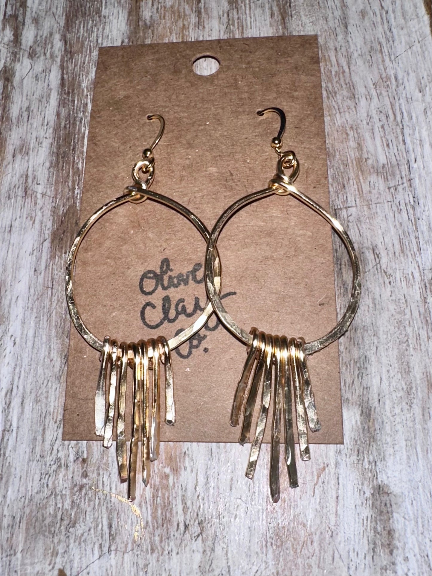 Boho Fringe Hammered Hoops