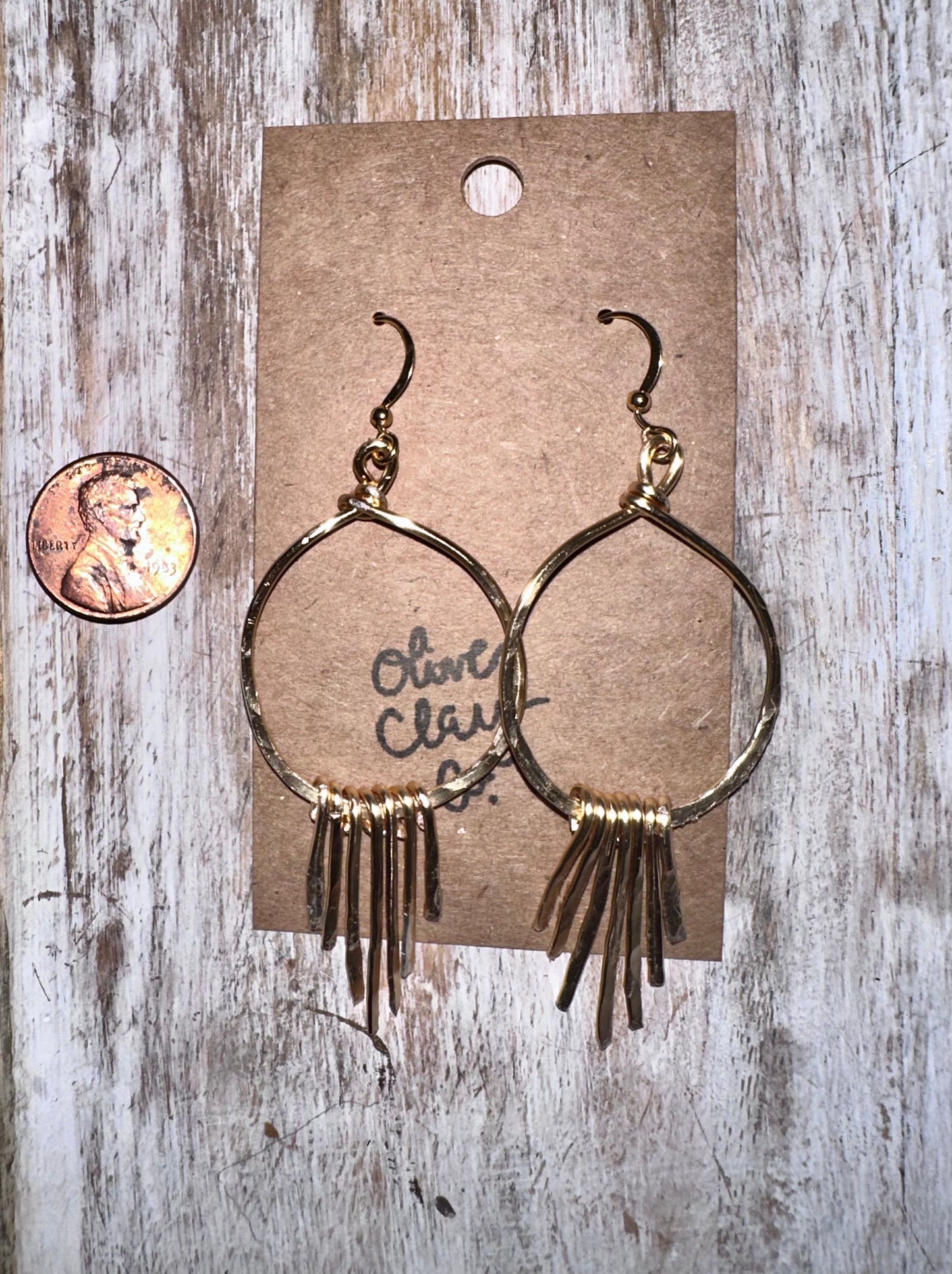 Boho Fringe Hammered Hoops
