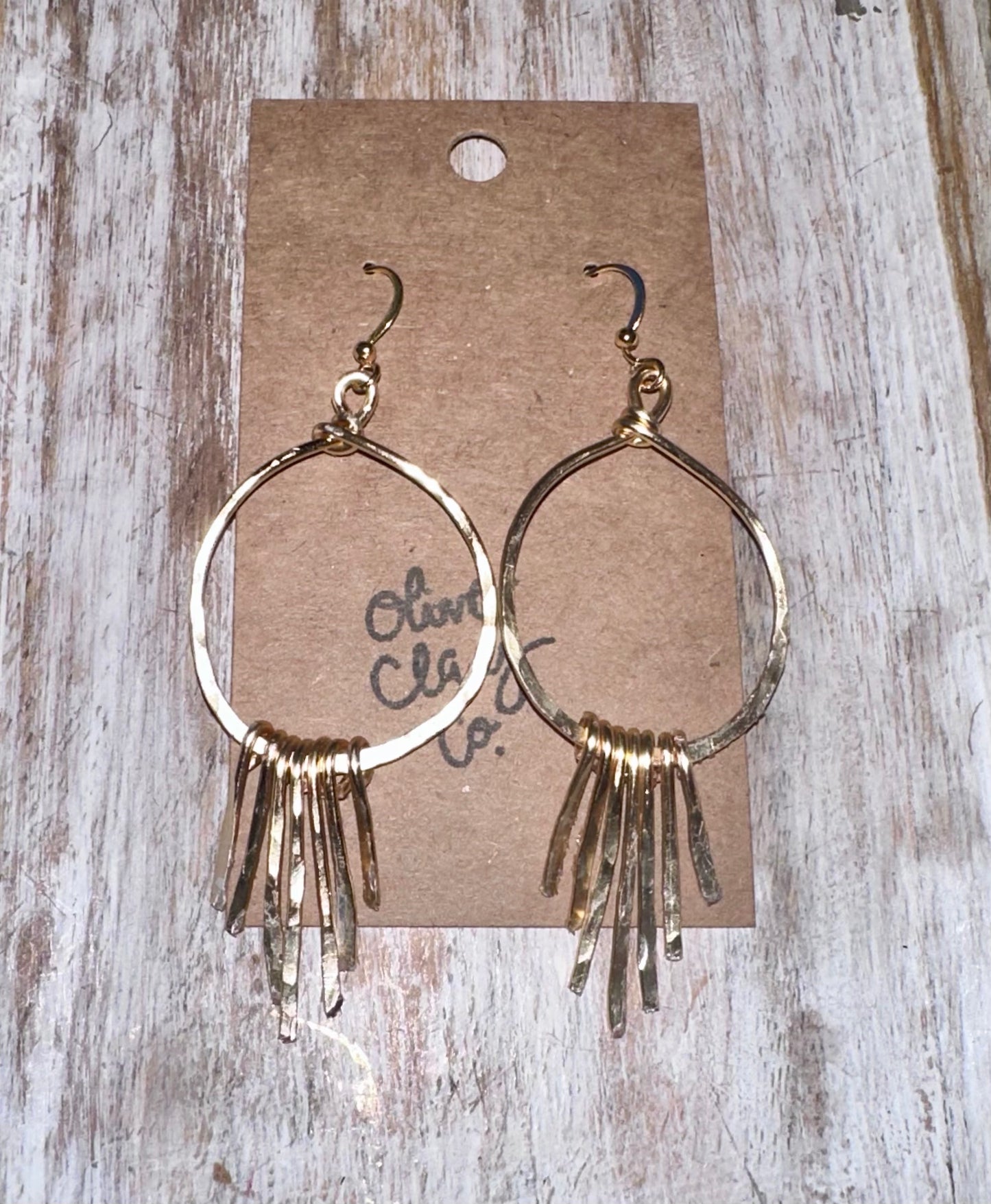 Boho Fringe Hammered Hoops