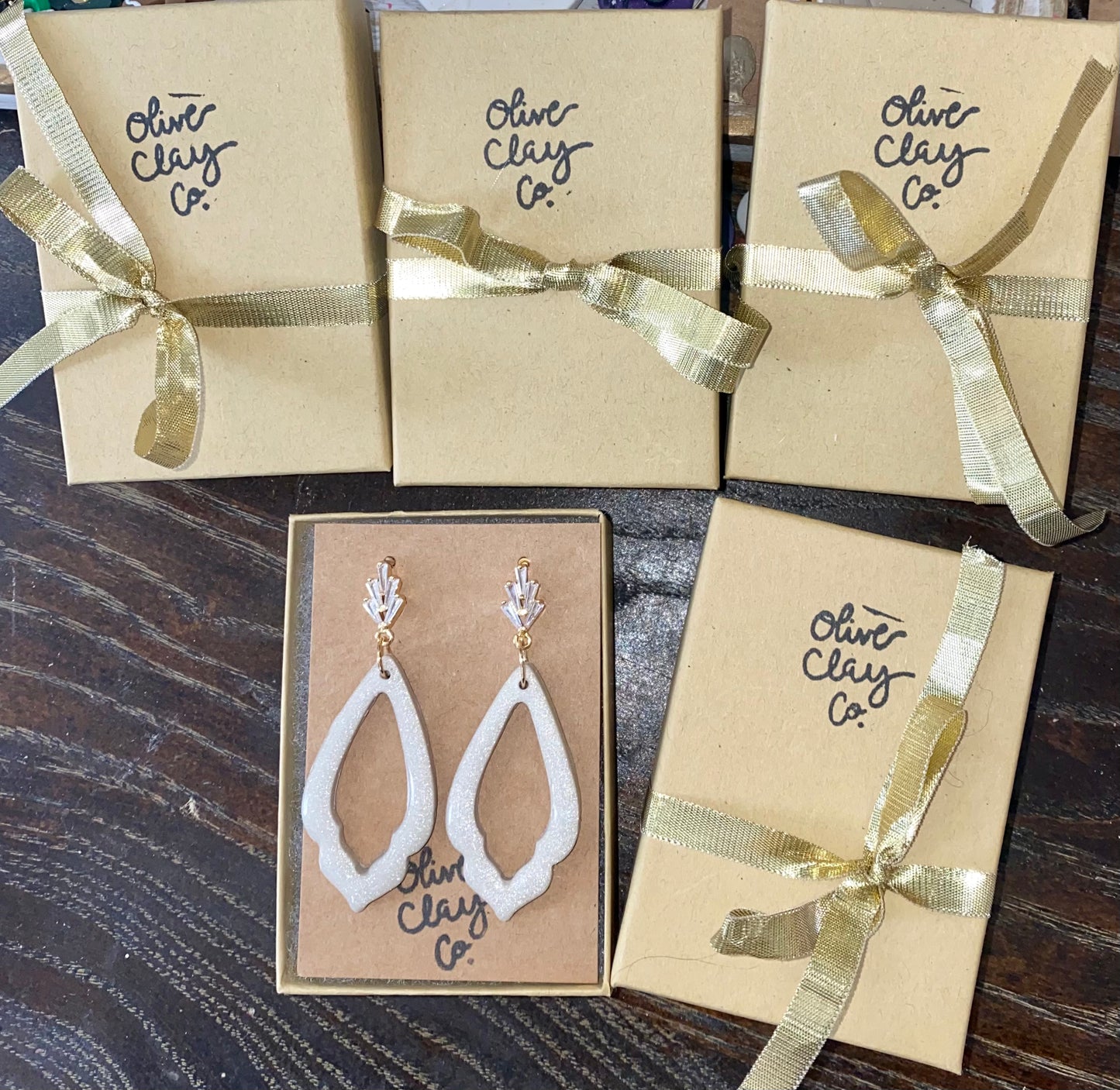 Dainty Champagne Clay Earrings