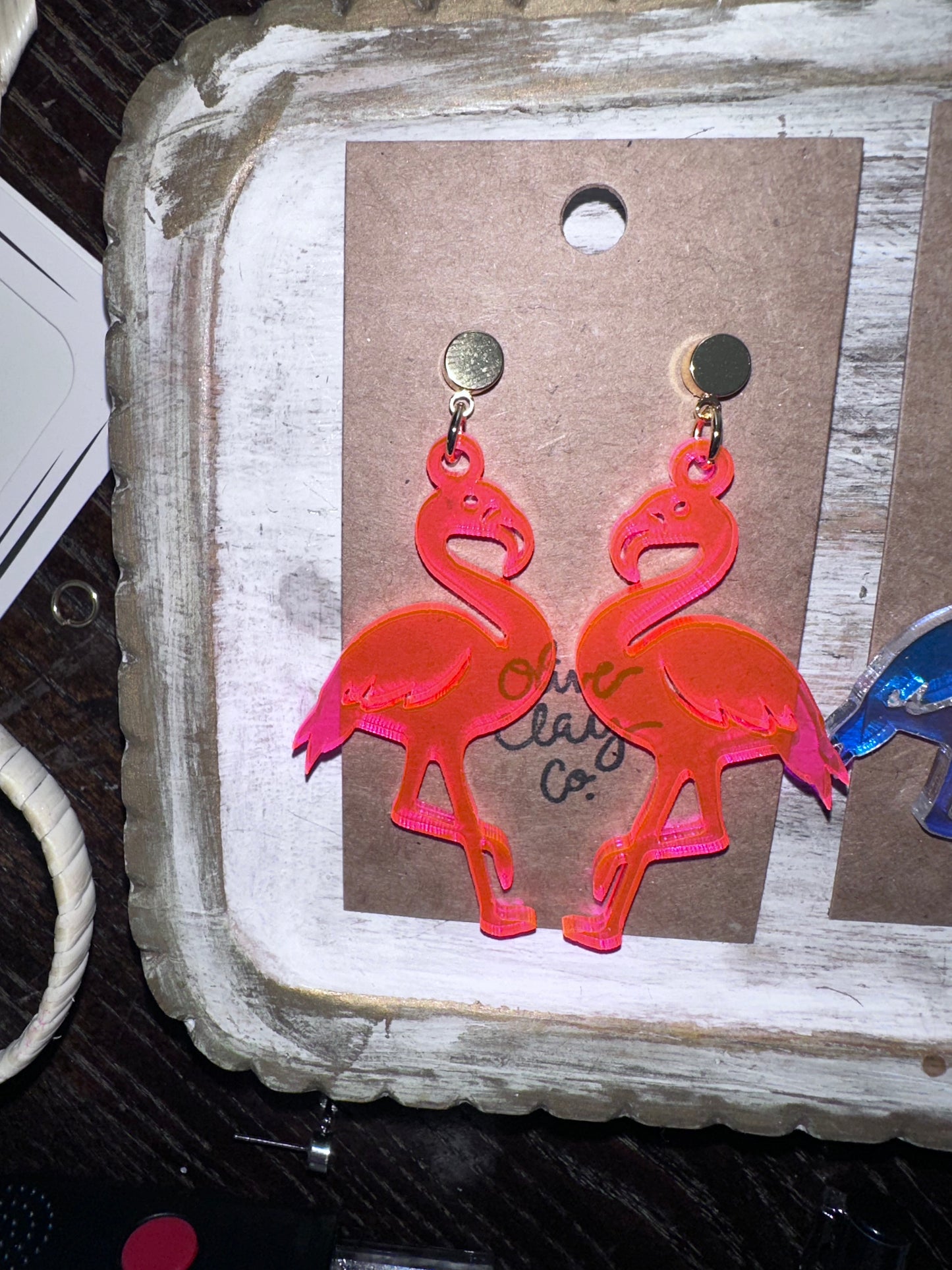 Large Flamingo Acrylic Earrings