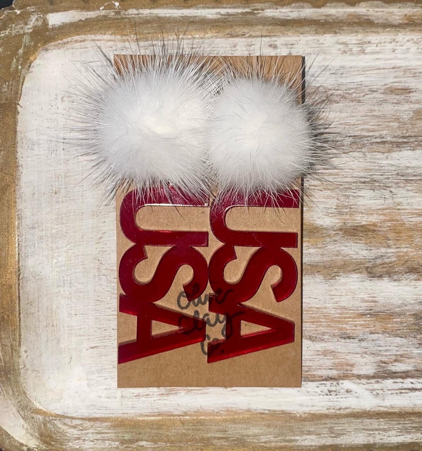 USA Pom Acrylic Earrings
