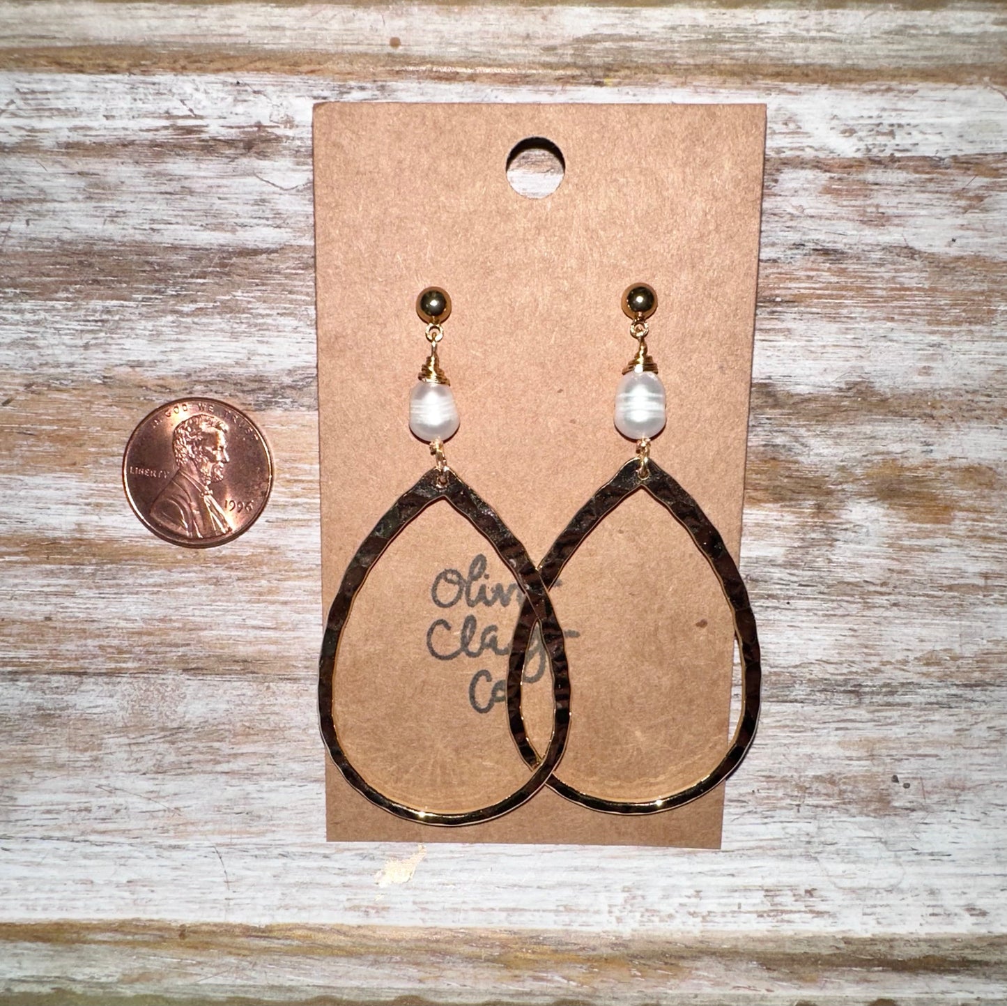 Teardrop pearl hoops