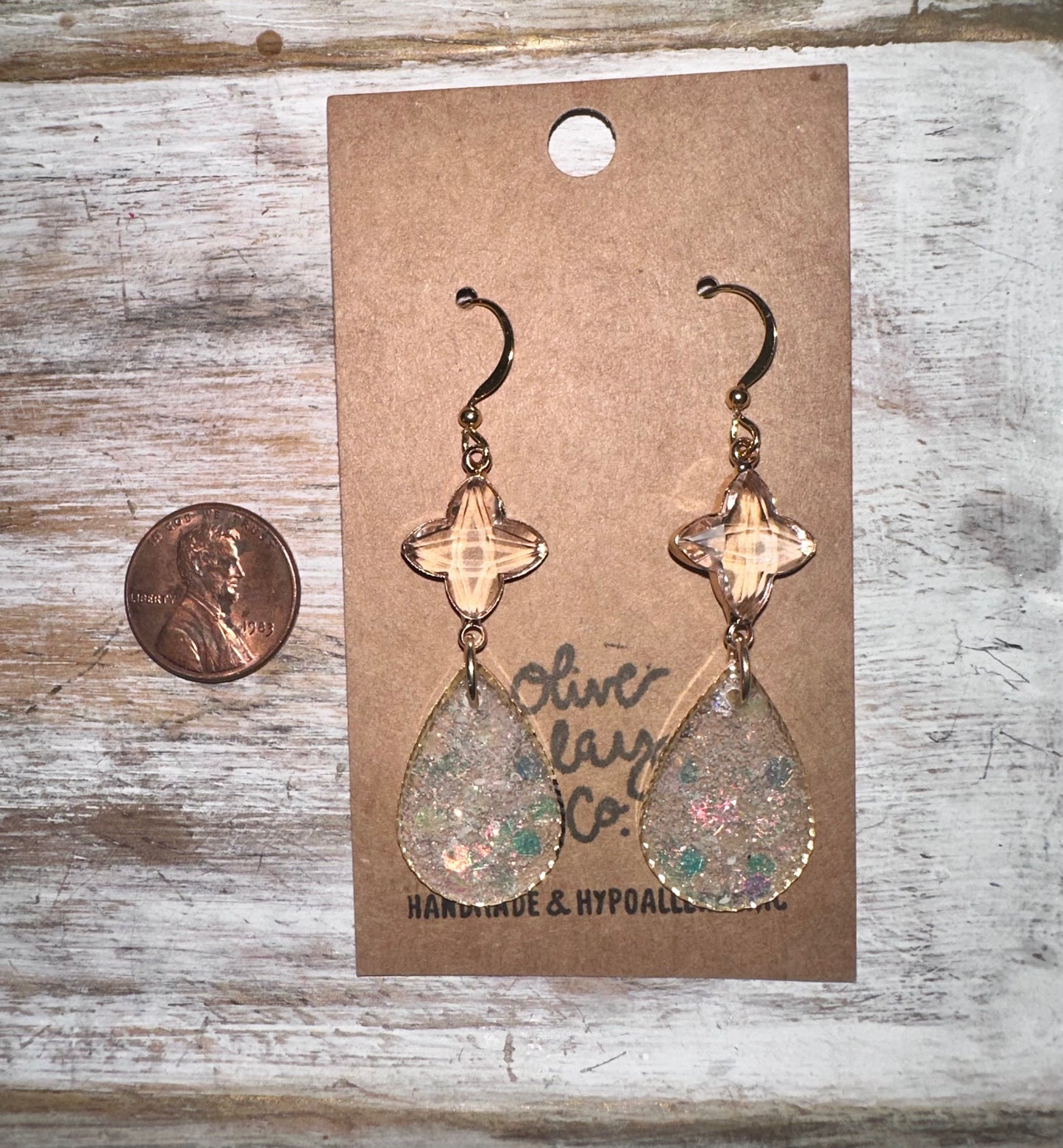 Teardrop crystal resin earrings