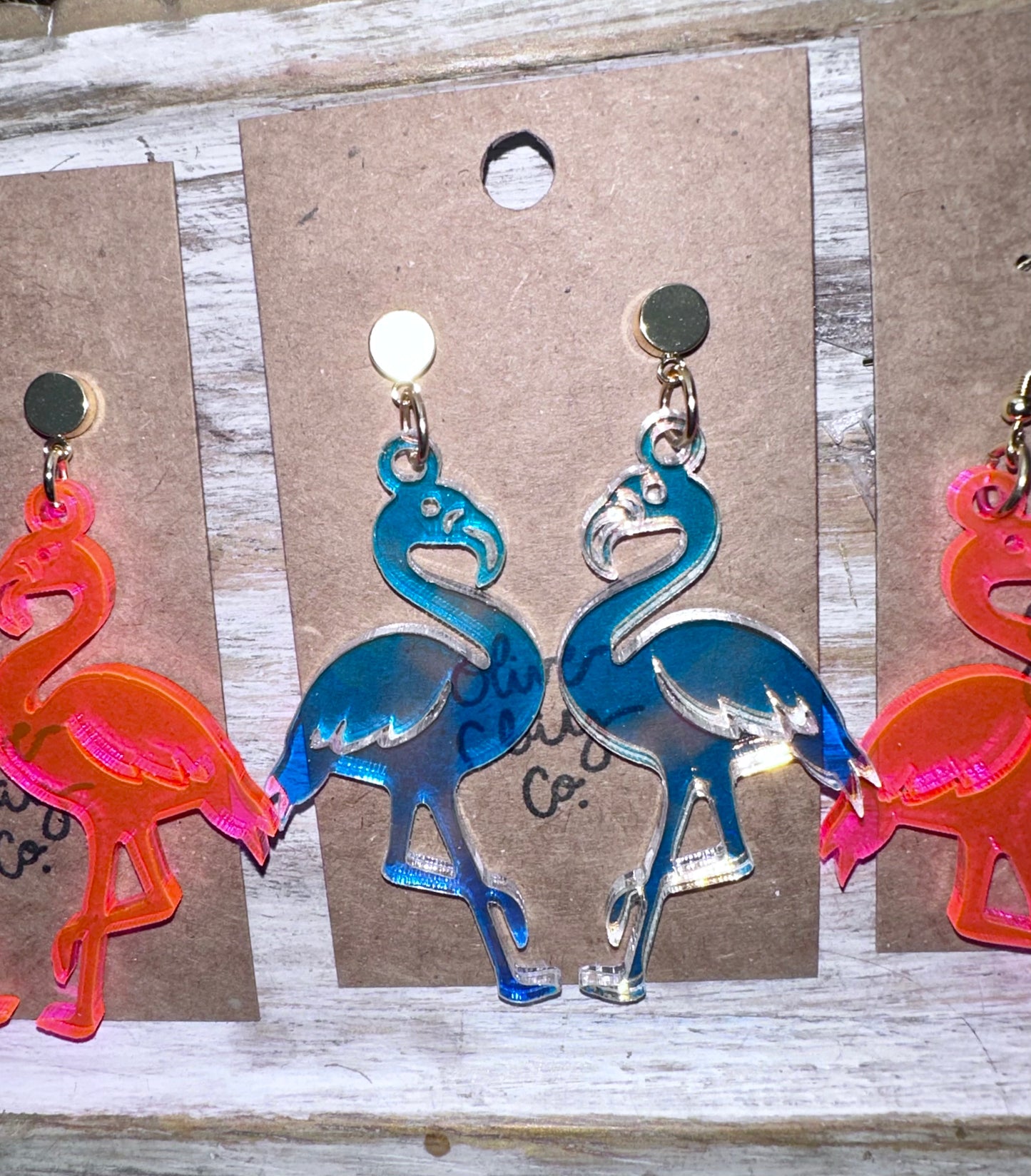 Large Flamingo Acrylic Earrings