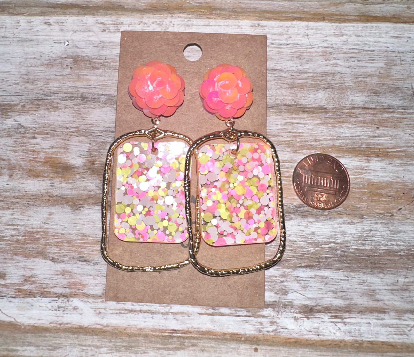 Sequin multicolor acrylic hoops