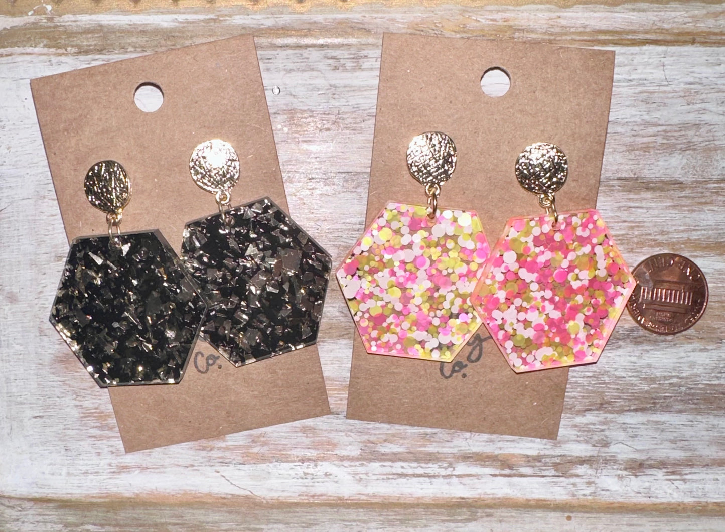 Hexagon acrylic earrings