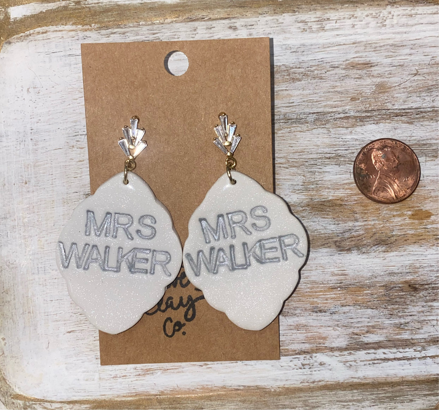 Personalized Silver Clay Earrings