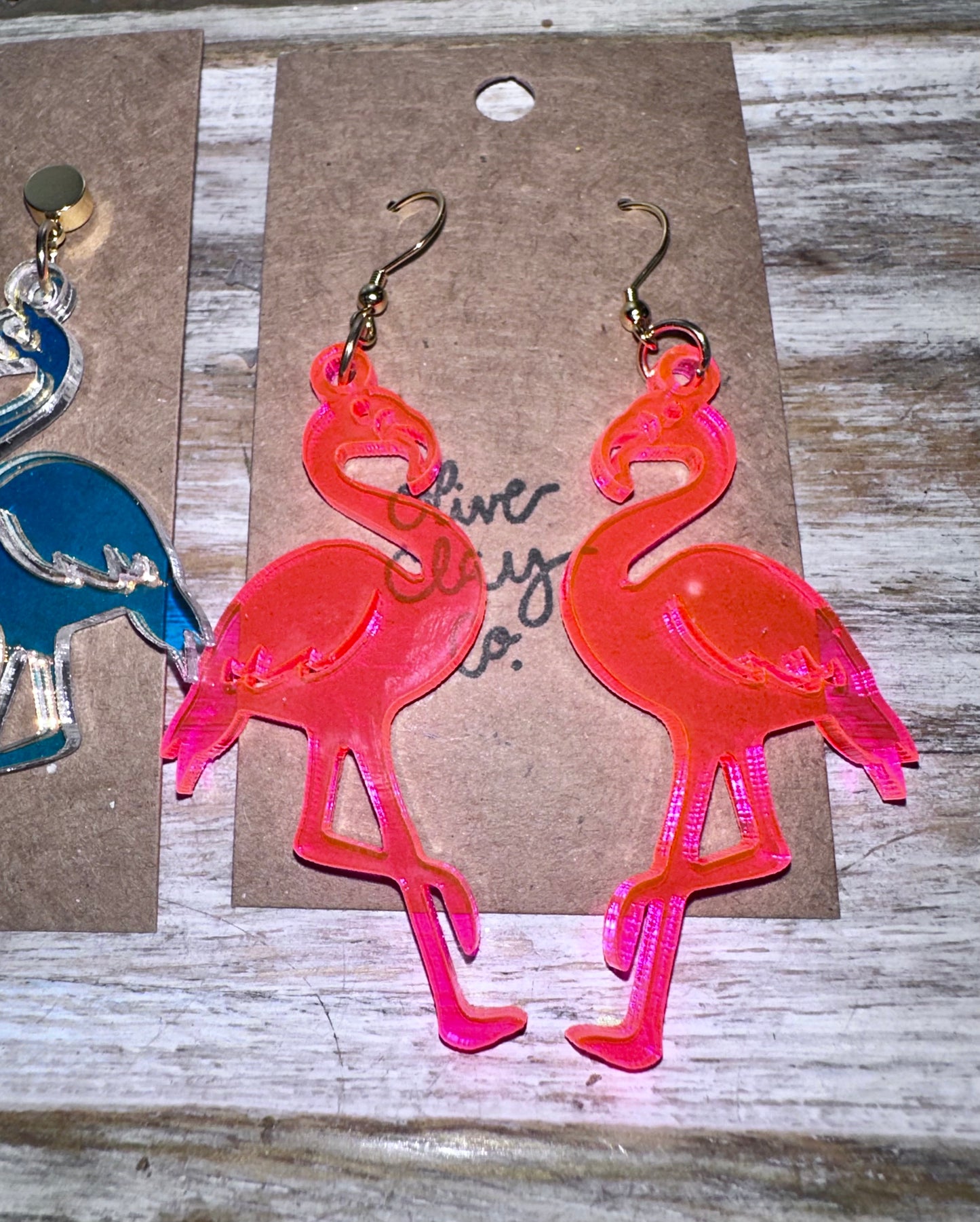 Large Flamingo Acrylic Earrings