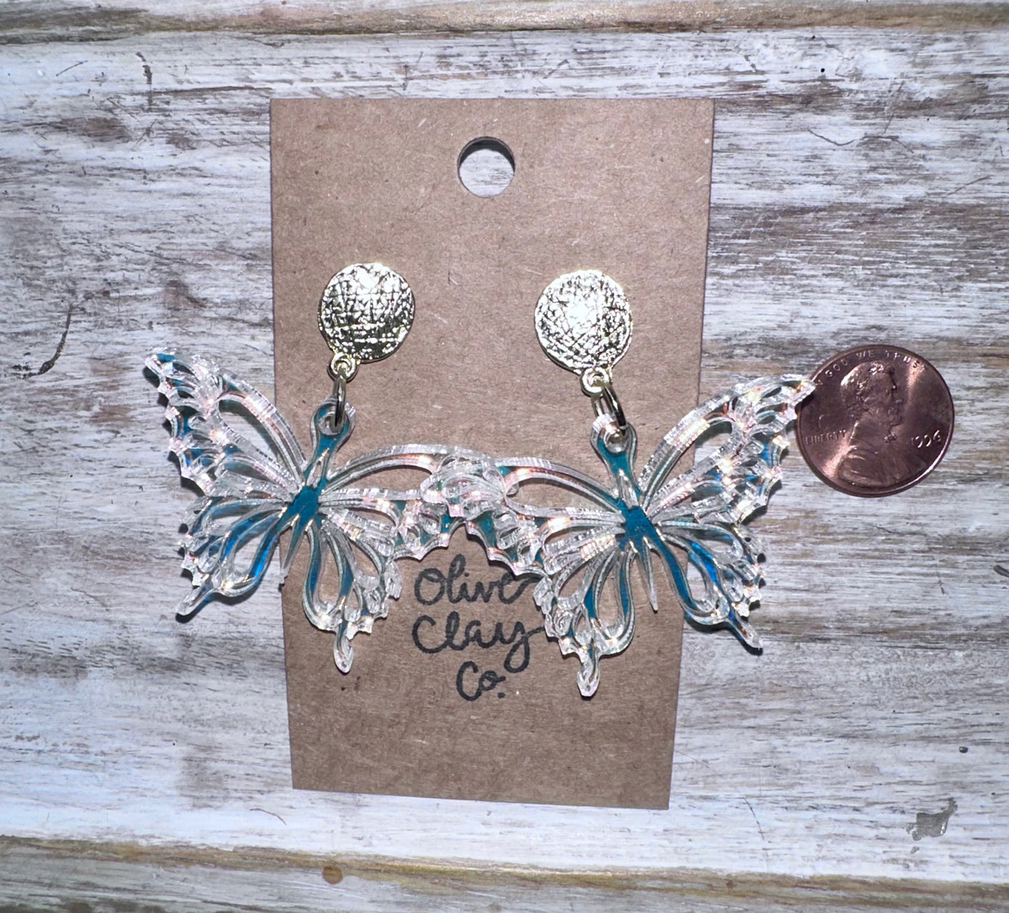 Iridescent Acrylic Butterfly Earrings